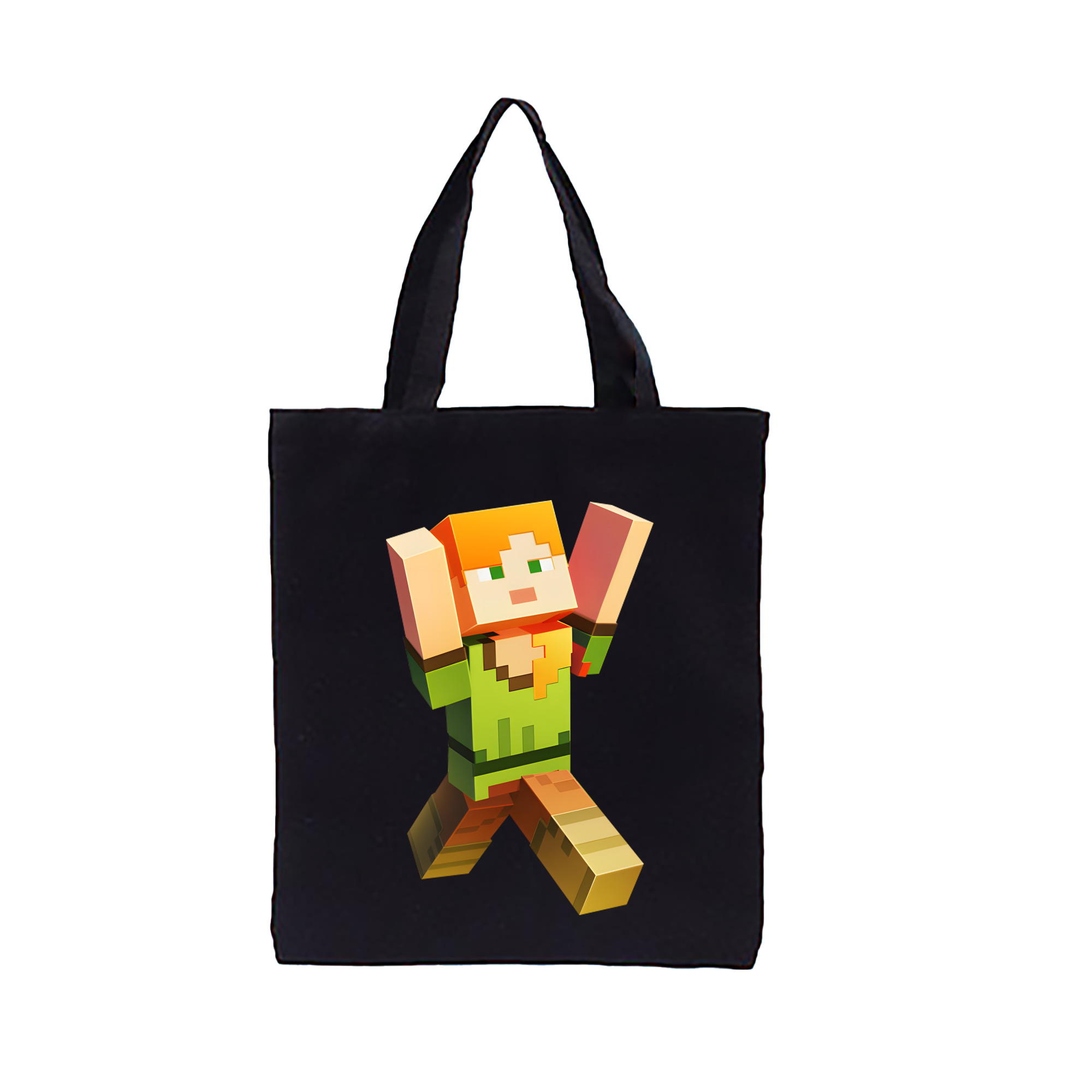（画像用） マインクラフト ブロックの世界 Minecraft MC Block world 縦型キャンバス生地手提げバッグ　トートバッグ