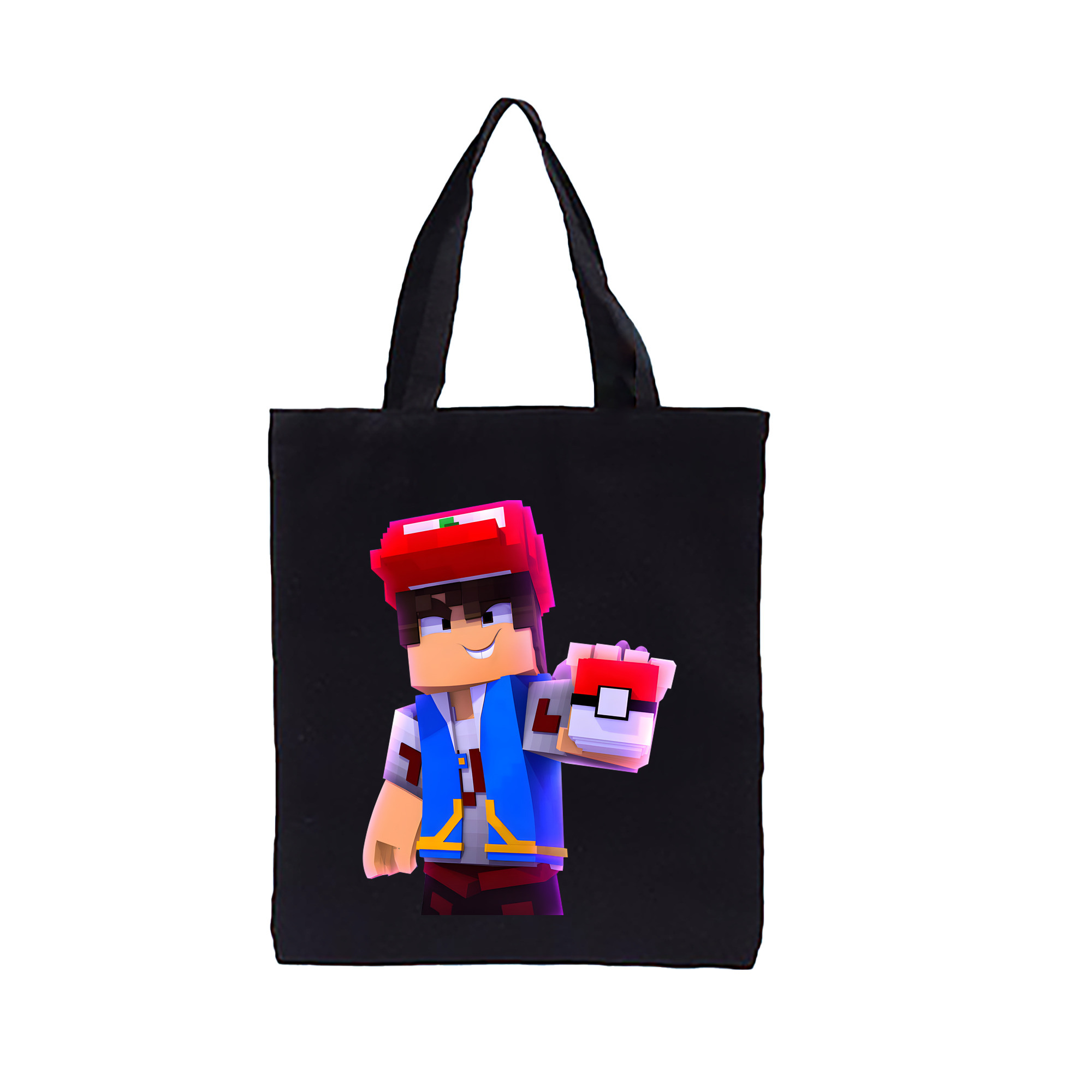 （画像用） マインクラフト ブロックの世界 Minecraft MC Block world 縦型キャンバス生地手提げバッグ　トートバッグ