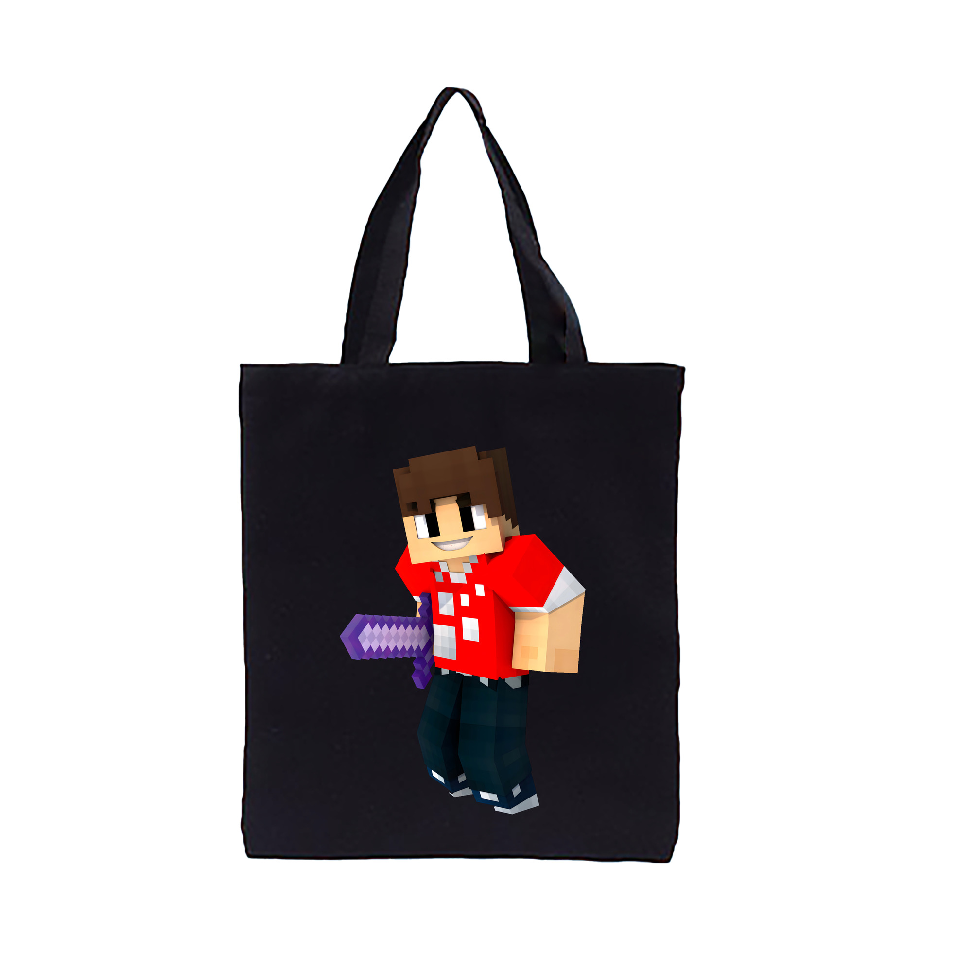 （画像用） マインクラフト ブロックの世界 Minecraft MC Block world 縦型キャンバス生地手提げバッグ　トートバッグ