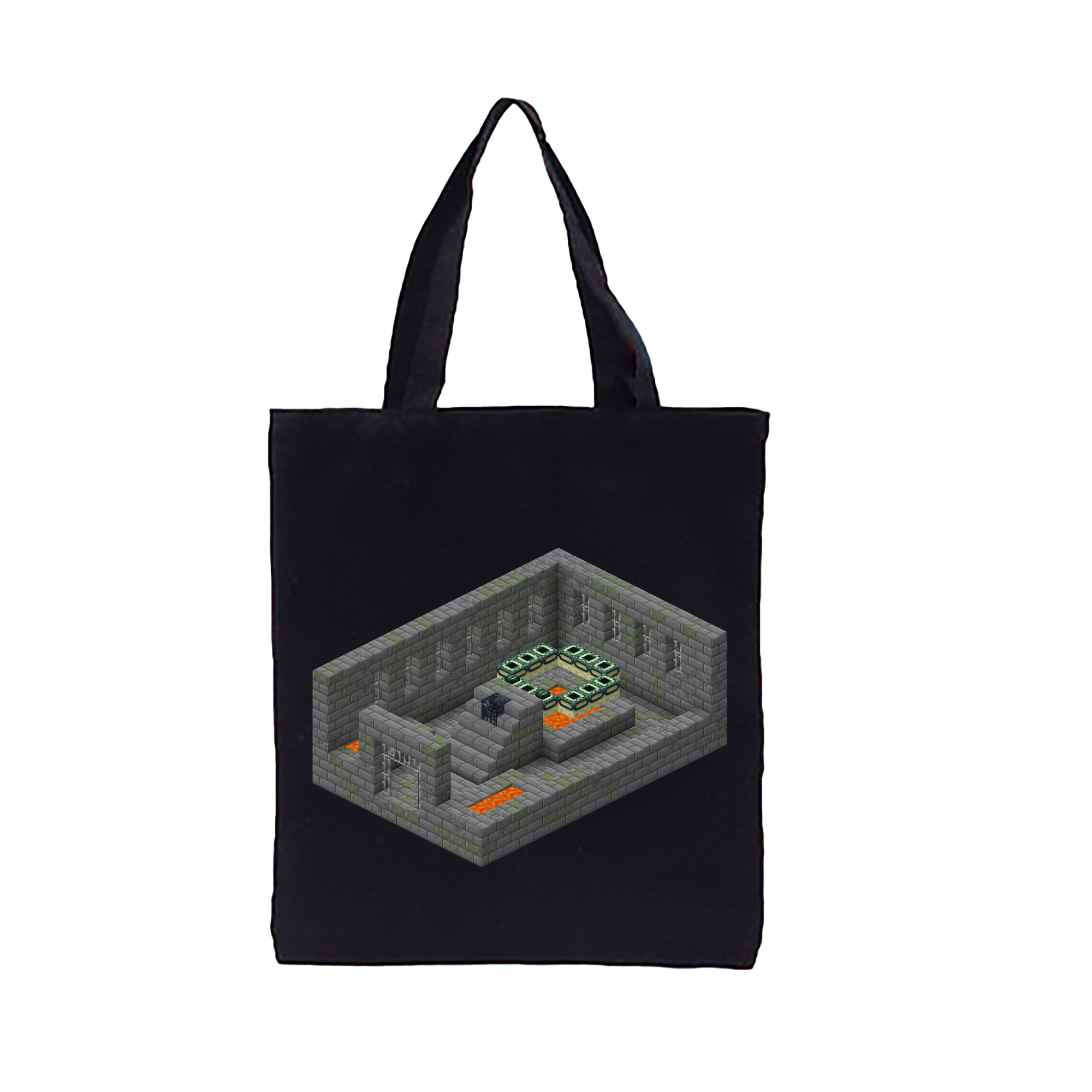 （画像用） マインクラフト ブロックの世界 Minecraft MC Block world 縦型キャンバス生地手提げバッグ　トートバッグ