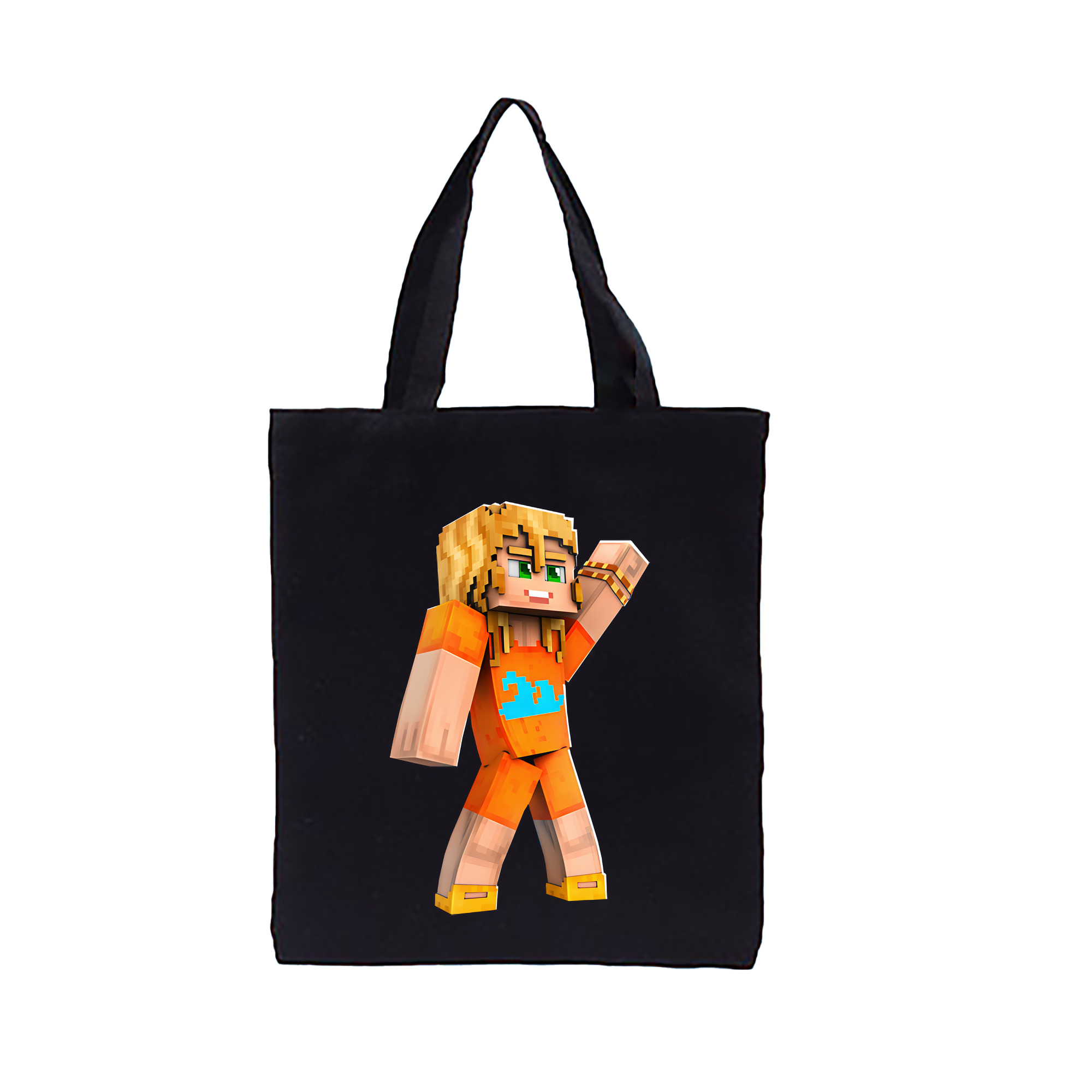 （画像用） マインクラフト ブロックの世界 Minecraft MC Block world 縦型キャンバス生地手提げバッグ　トートバッグ