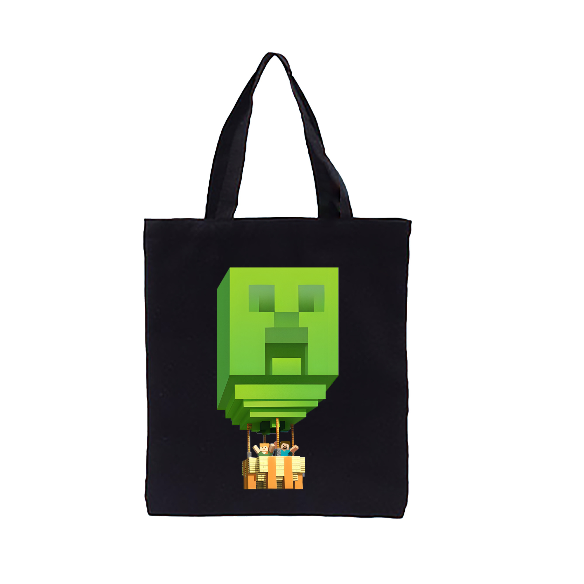 （画像用） マインクラフト ブロックの世界 Minecraft MC Block world 縦型キャンバス生地手提げバッグ　トートバッグ