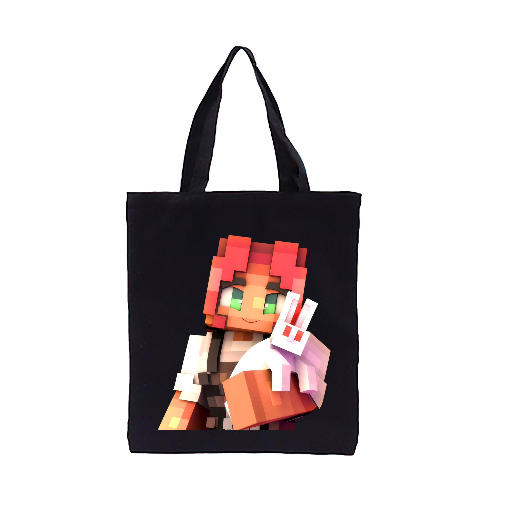 （画像用） マインクラフト ブロックの世界 Minecraft MC Block world 縦型キャンバス生地手提げバッグ　トートバッグ