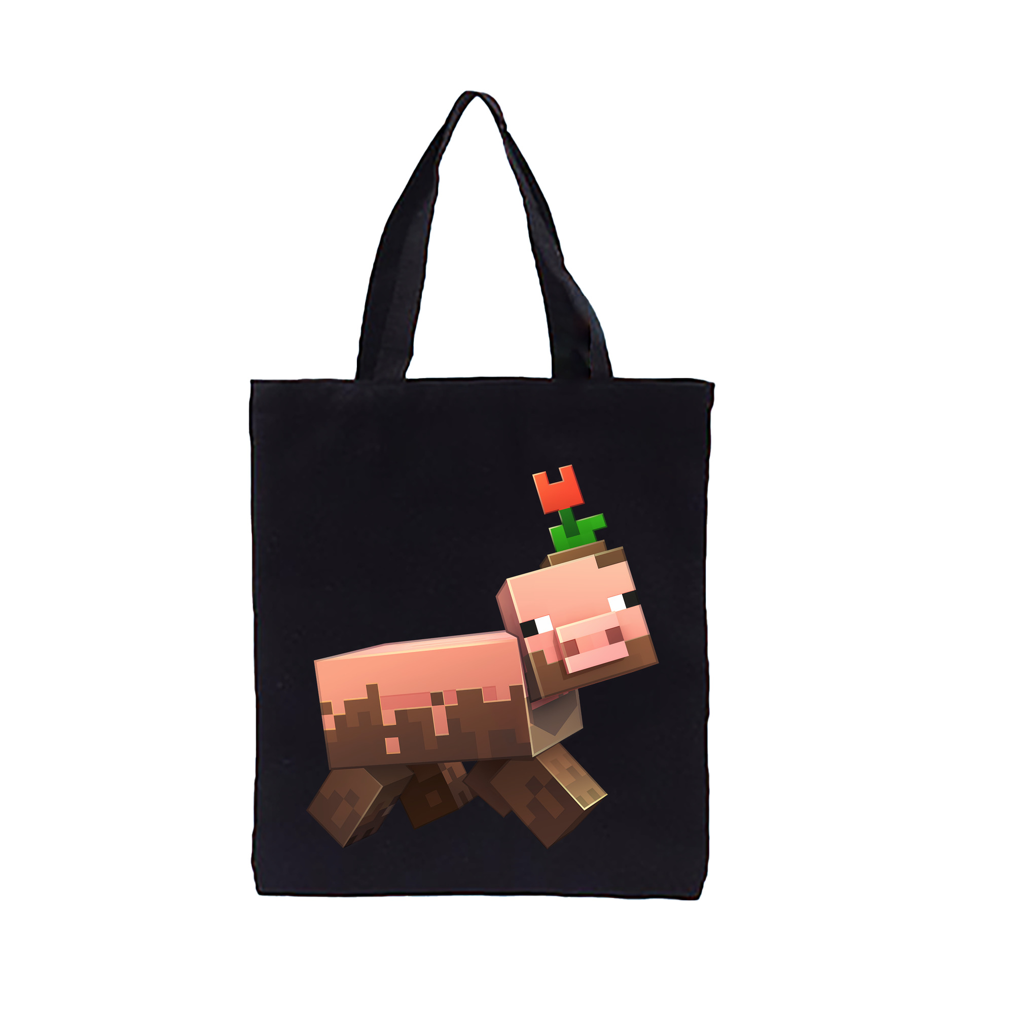 （画像用） マインクラフト ブロックの世界 Minecraft MC Block world 縦型キャンバス生地手提げバッグ　トートバッグ