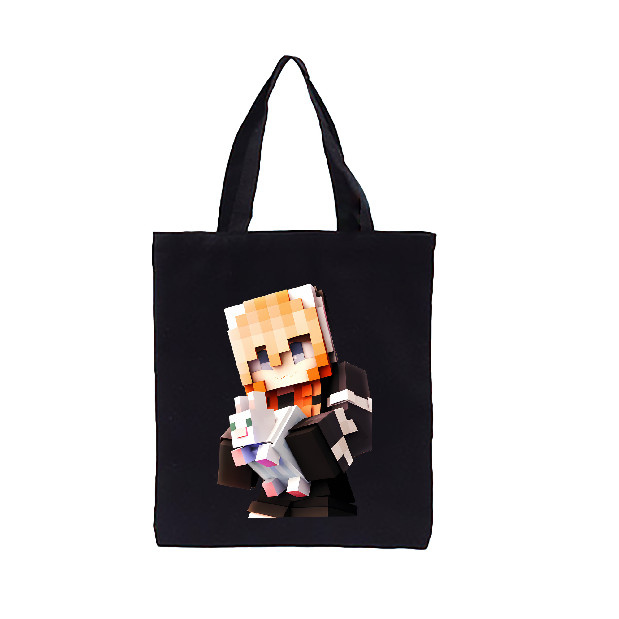 （画像用） マインクラフト ブロックの世界 Minecraft MC Block world 縦型キャンバス生地手提げバッグ　トートバッグ