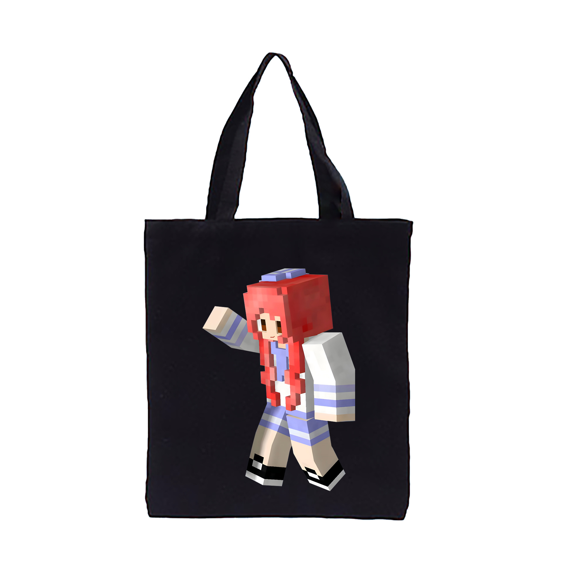（画像用） マインクラフト ブロックの世界 Minecraft MC Block world 縦型キャンバス生地手提げバッグ　トートバッグ