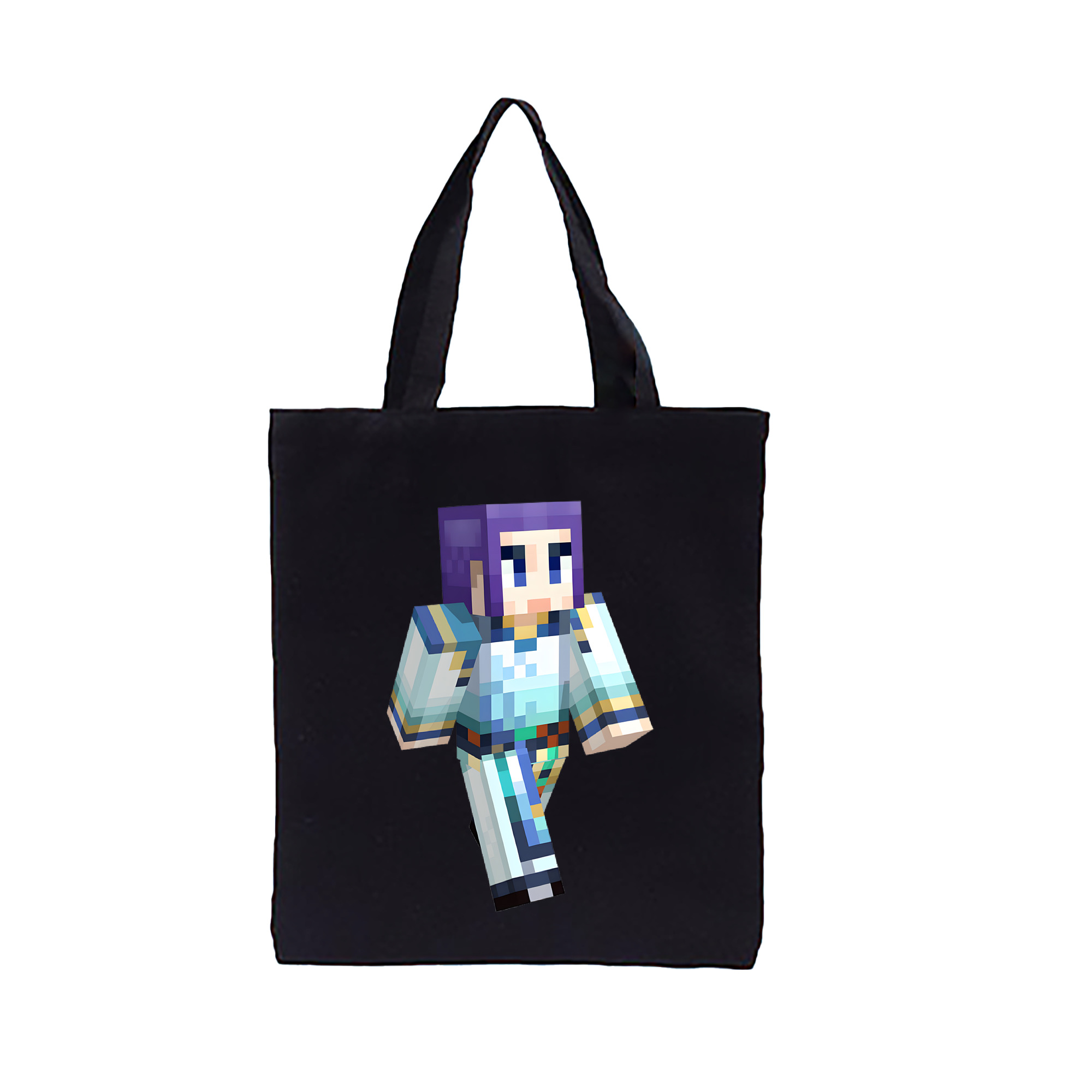 （画像用） マインクラフト ブロックの世界 Minecraft MC Block world 縦型キャンバス生地手提げバッグ　トートバッグ