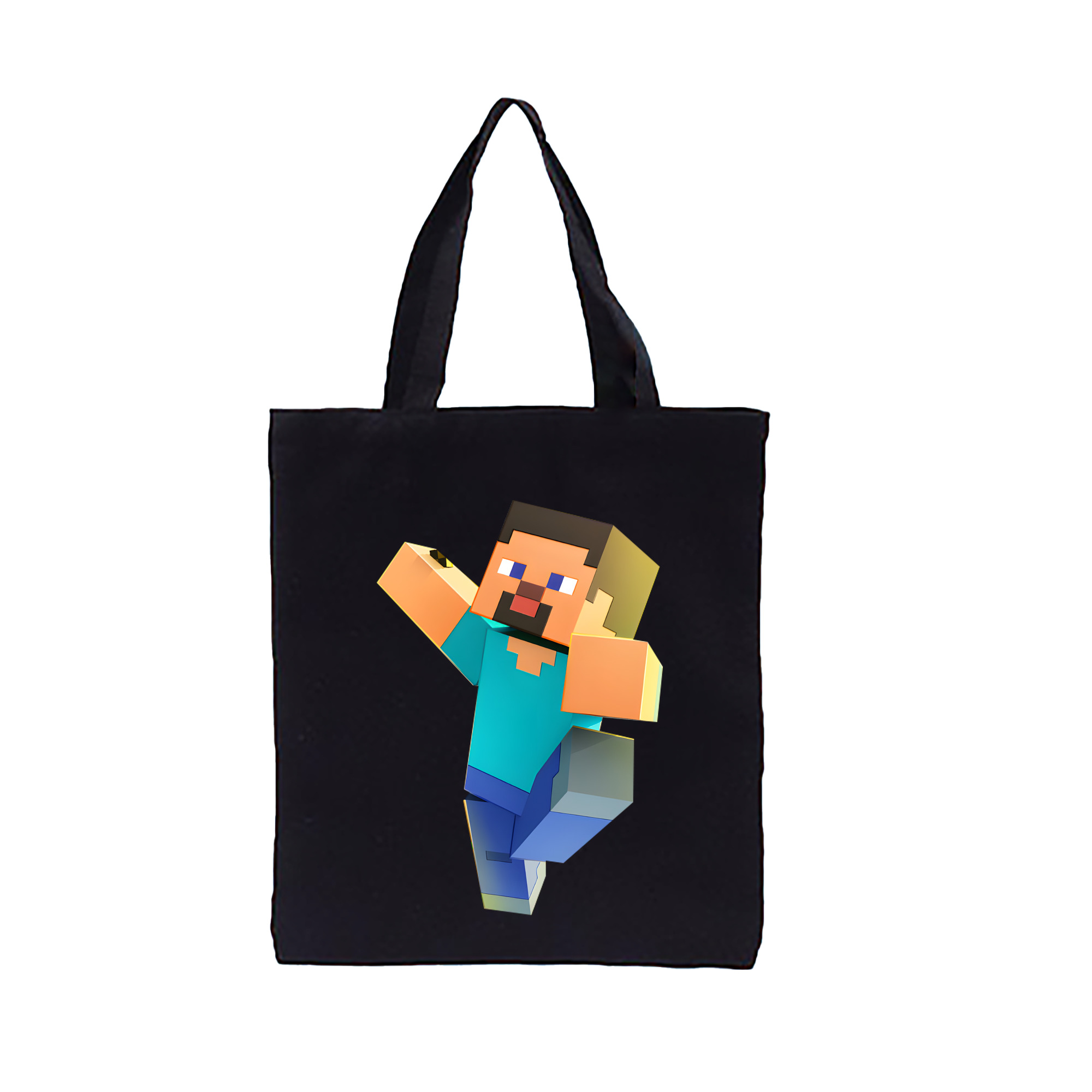 （画像用） マインクラフト ブロックの世界 Minecraft MC Block world 縦型キャンバス生地手提げバッグ　トートバッグ