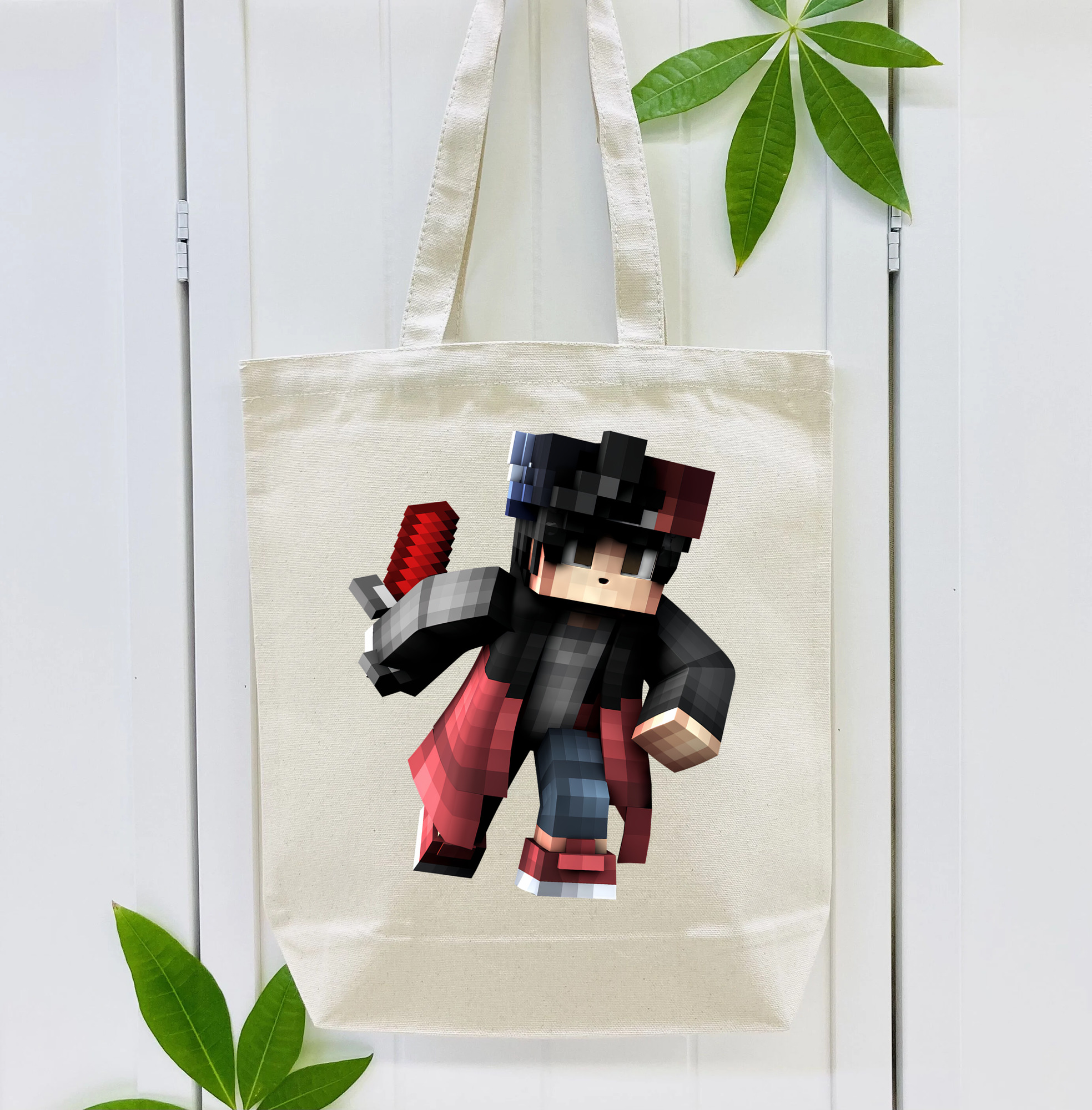 マインクラフト ブロックの世界 Minecraft MC Block world 縦型キャンバス生地手提げバッグ　トートバッグ