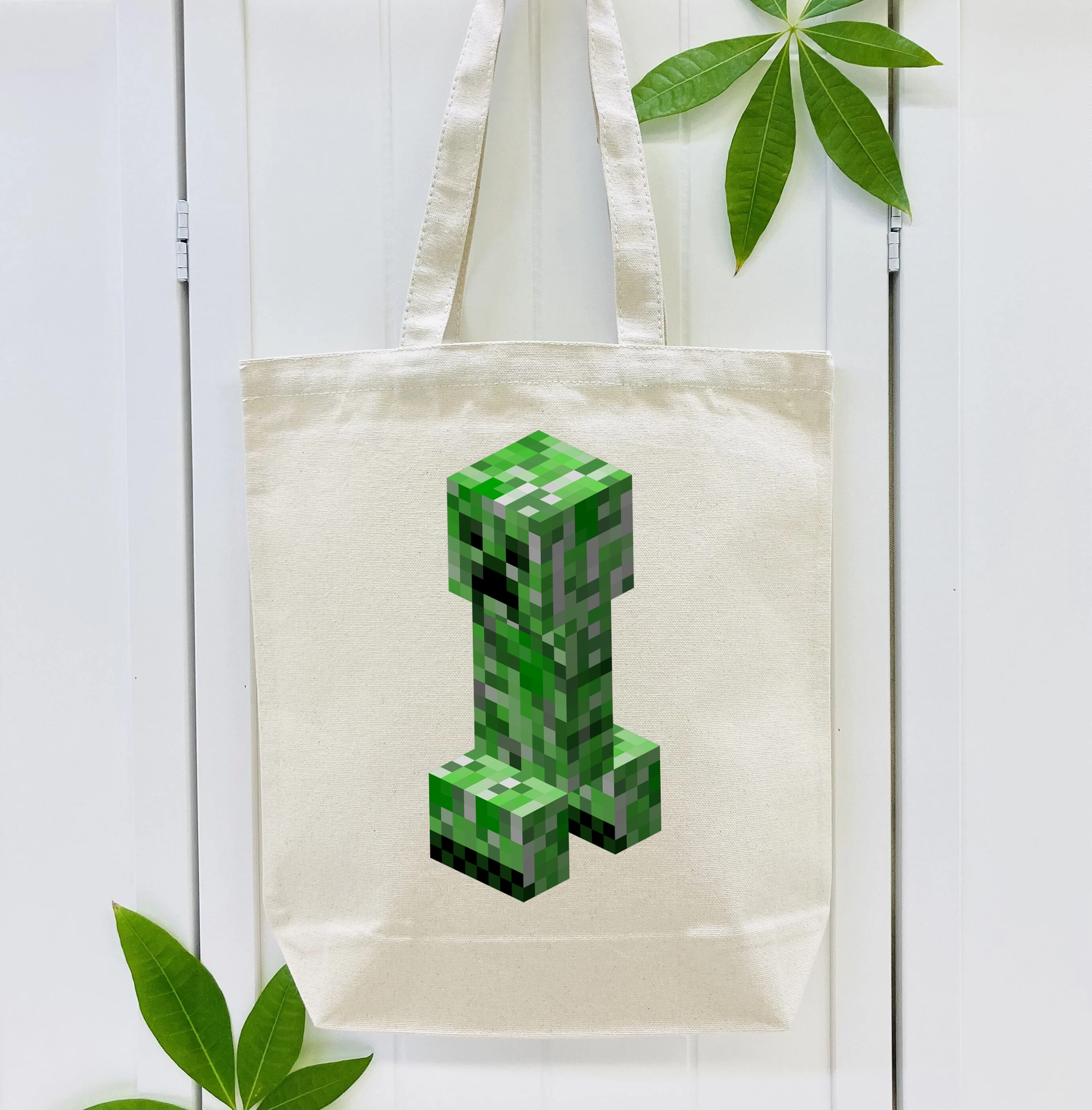 マインクラフト ブロックの世界 Minecraft MC Block world 縦型キャンバス生地手提げバッグ　トートバッグ