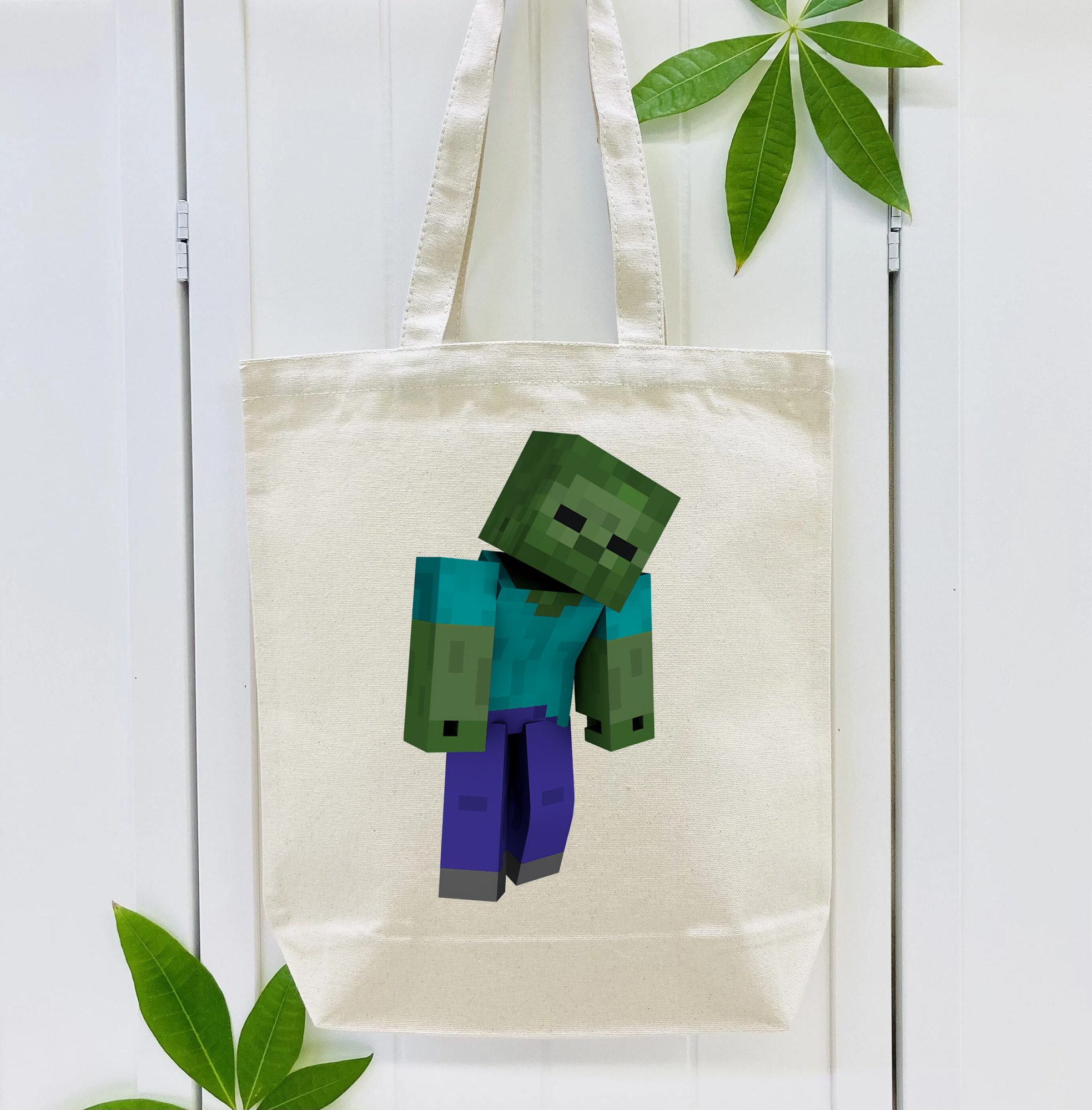 マインクラフト ブロックの世界 Minecraft MC Block world 縦型キャンバス生地手提げバッグ　トートバッグ