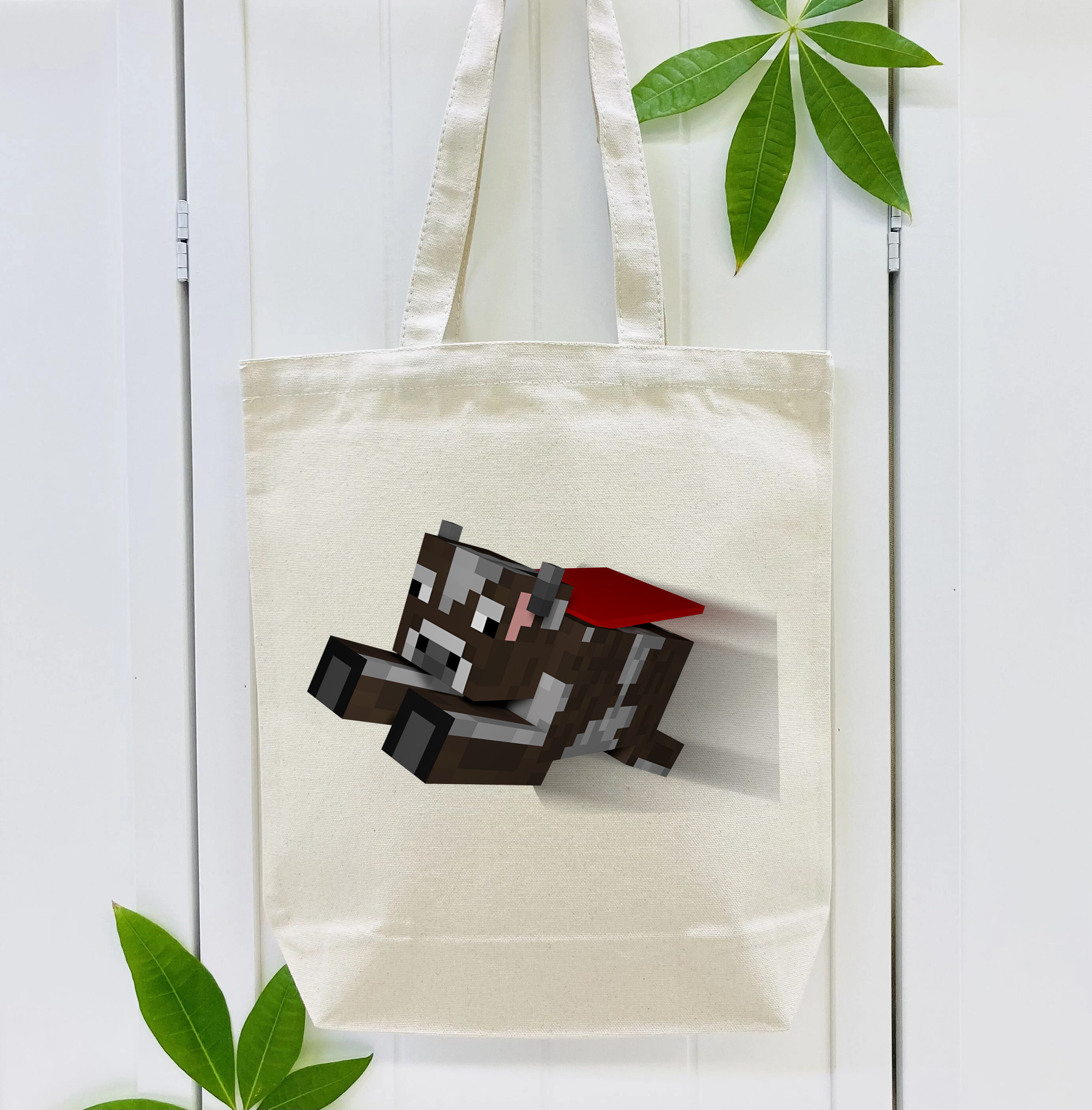 マインクラフト ブロックの世界 Minecraft MC Block world 縦型キャンバス生地手提げバッグ　トートバッグ
