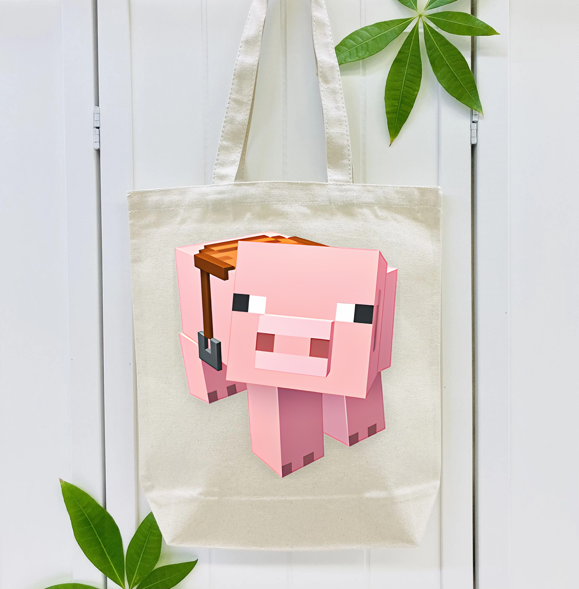 マインクラフト ブロックの世界 Minecraft MC Block world 縦型キャンバス生地手提げバッグ　トートバッグ