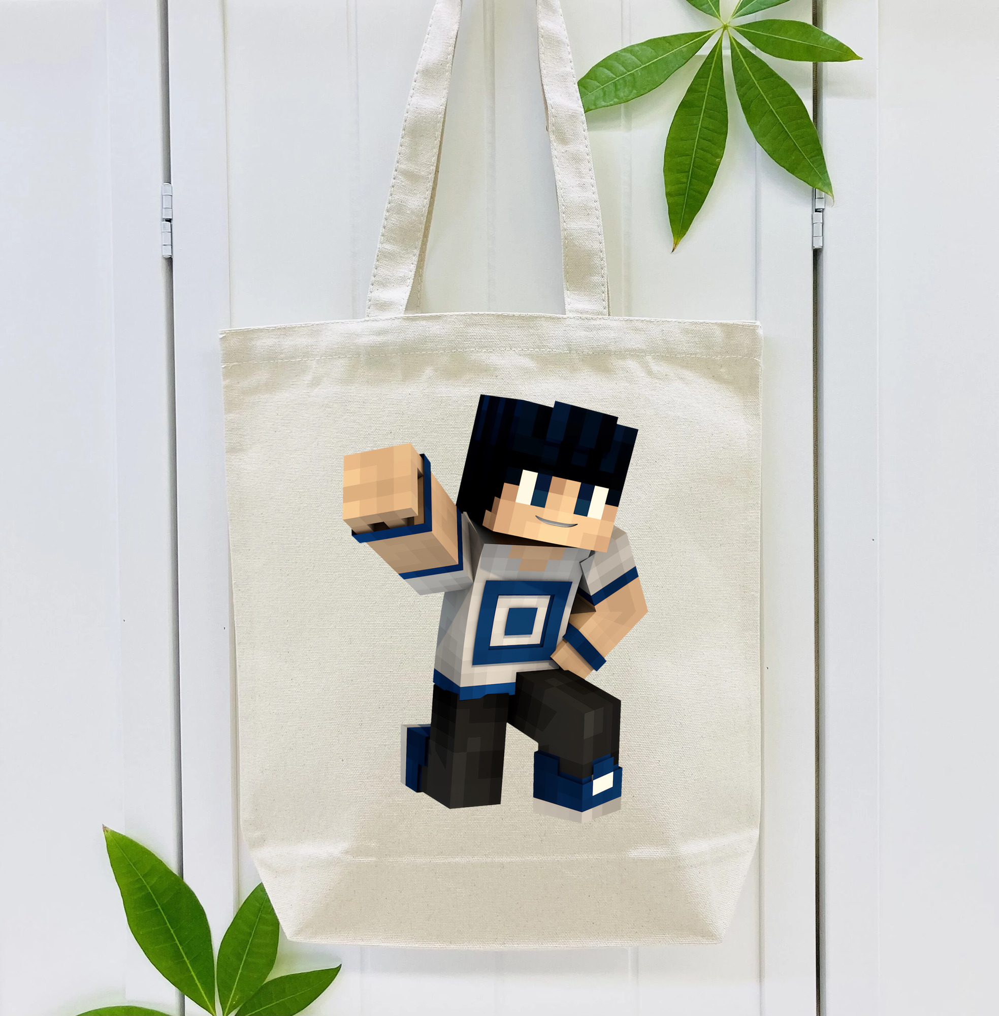 マインクラフト ブロックの世界 Minecraft MC Block world 縦型キャンバス生地手提げバッグ　トートバッグ