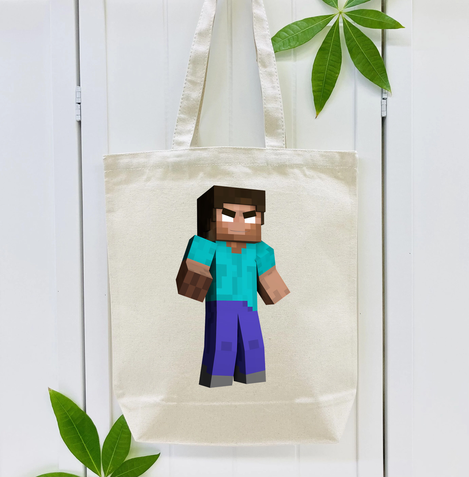 マインクラフト ブロックの世界 Minecraft MC Block world 縦型キャンバス生地手提げバッグ　トートバッグ