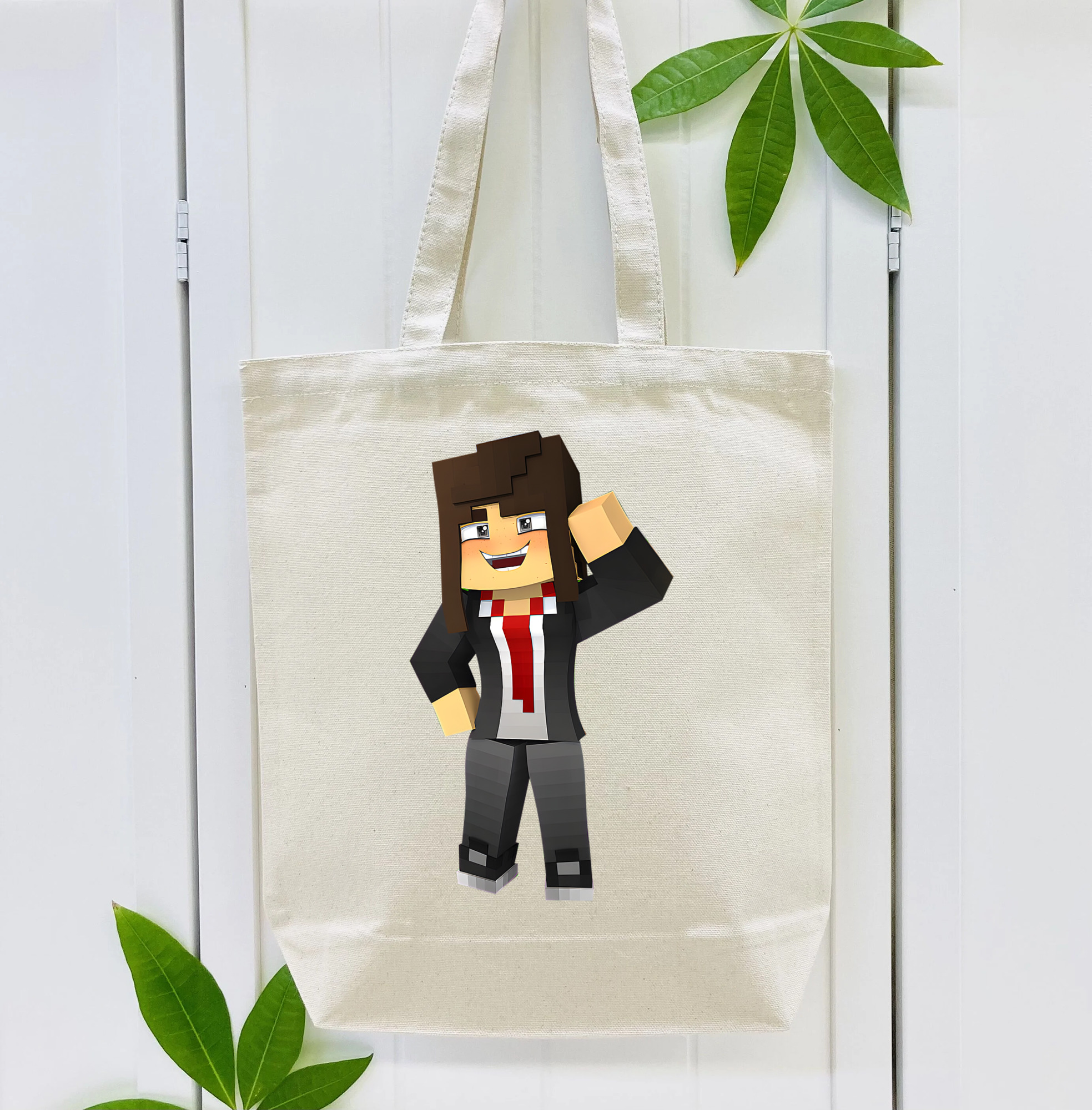 マインクラフト ブロックの世界 Minecraft MC Block world 縦型キャンバス生地手提げバッグ　トートバッグ