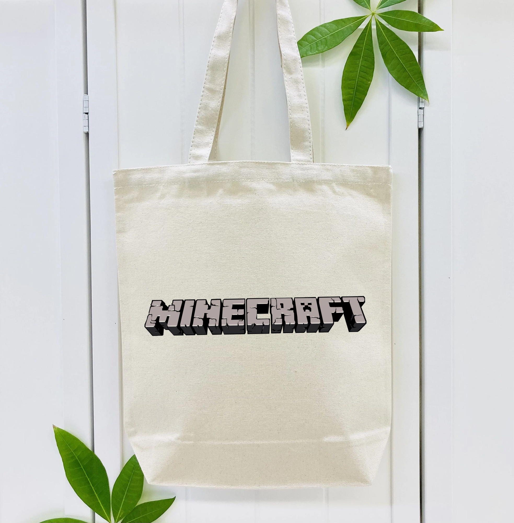 マインクラフト ブロックの世界 Minecraft MC Block world 縦型キャンバス生地手提げバッグ　トートバッグ
