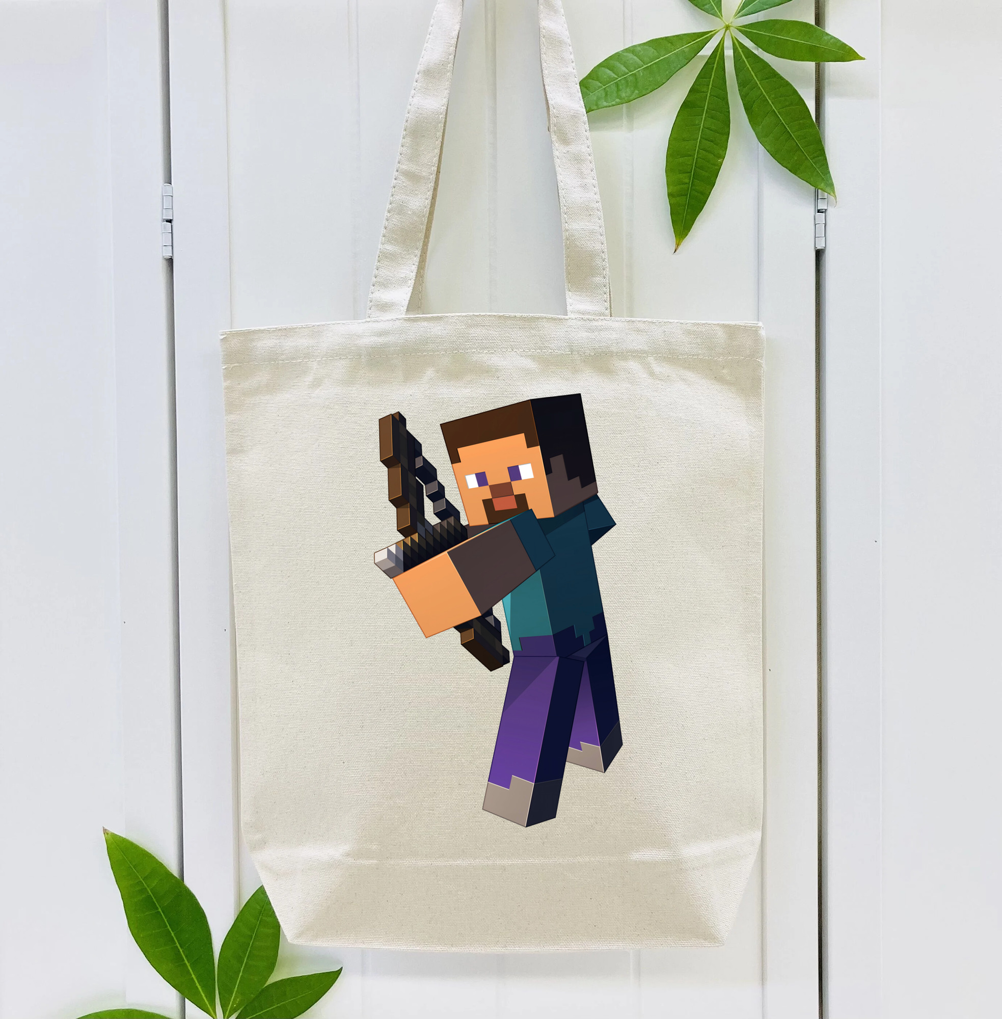 マインクラフト ブロックの世界 Minecraft MC Block world 縦型キャンバス生地手提げバッグ　トートバッグ