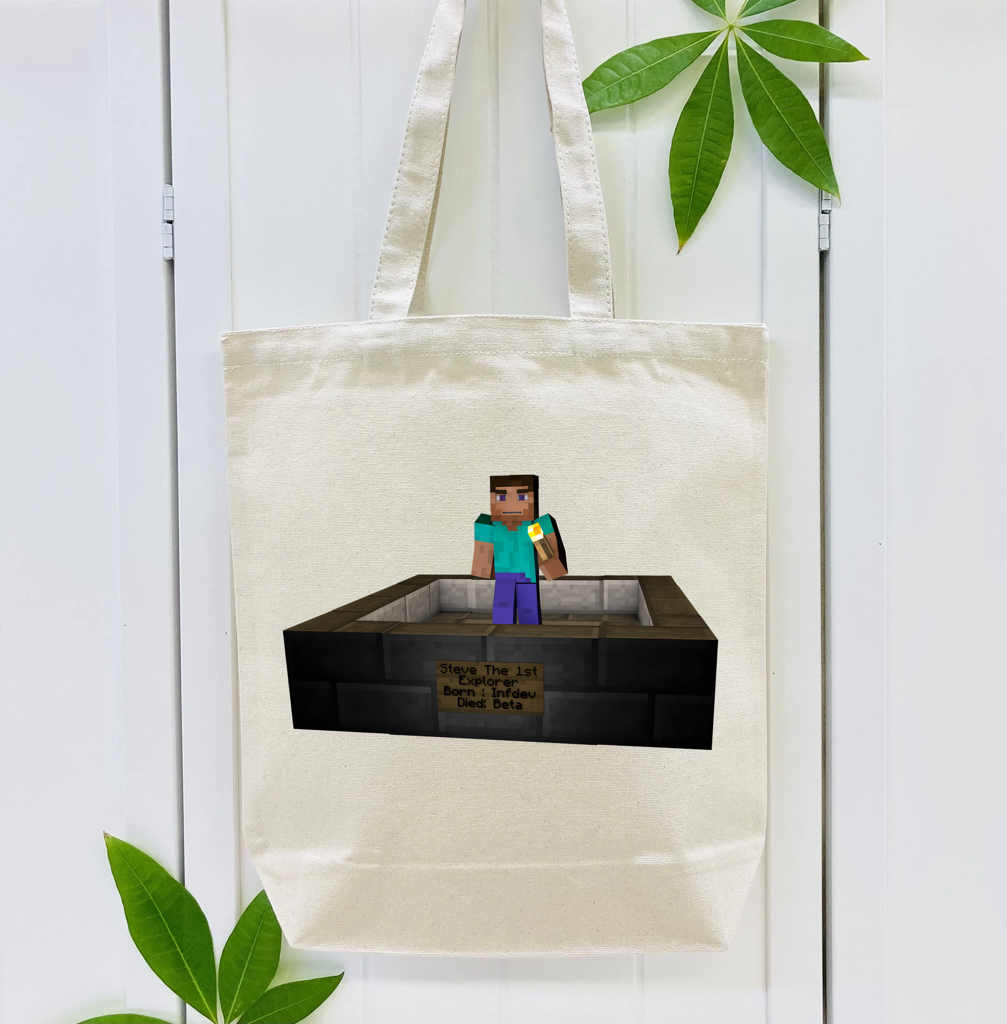 マインクラフト ブロックの世界 Minecraft MC Block world 縦型キャンバス生地手提げバッグ　トートバッグ