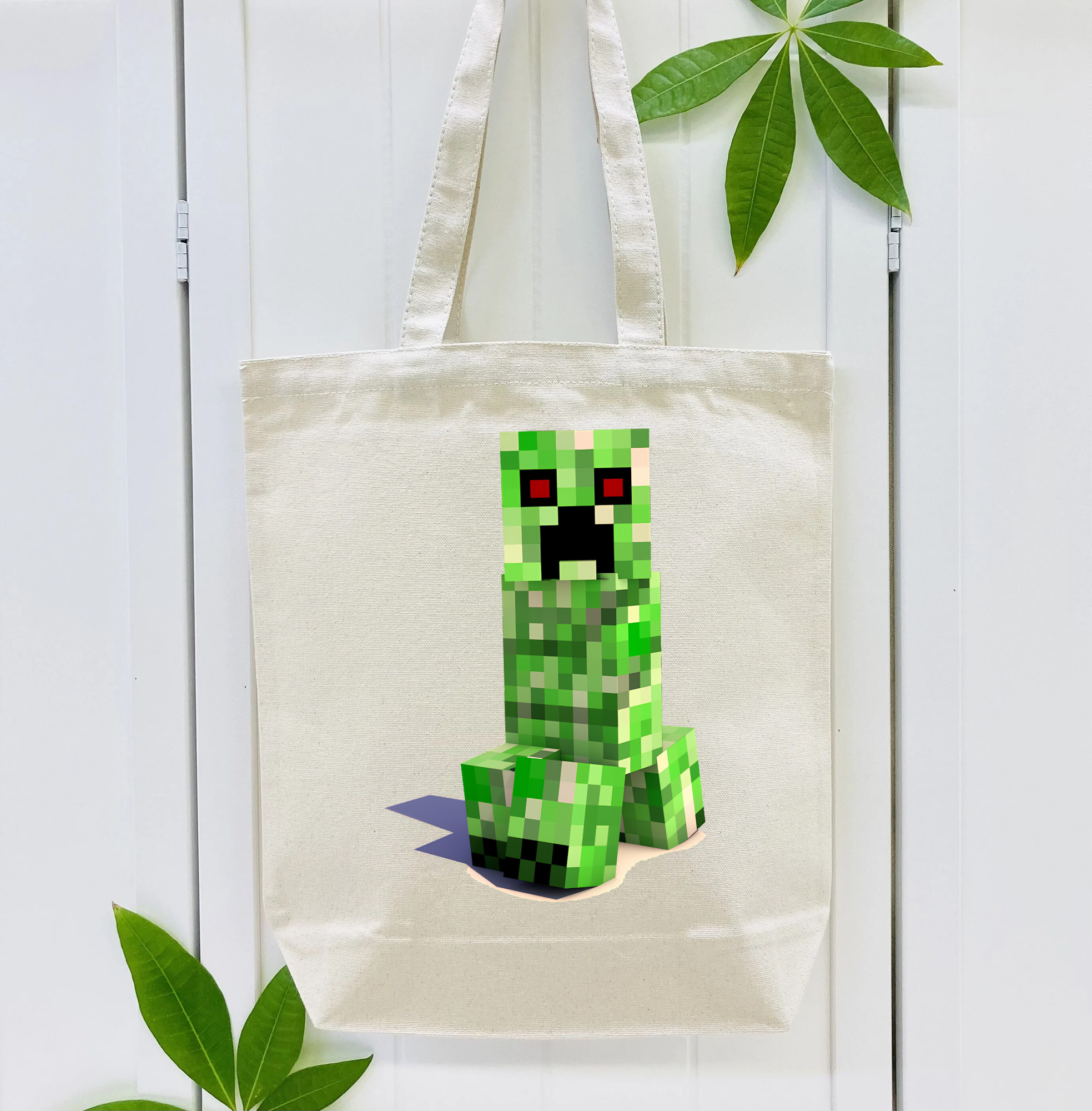 マインクラフト ブロックの世界 Minecraft MC Block world 縦型キャンバス生地手提げバッグ　トートバッグ