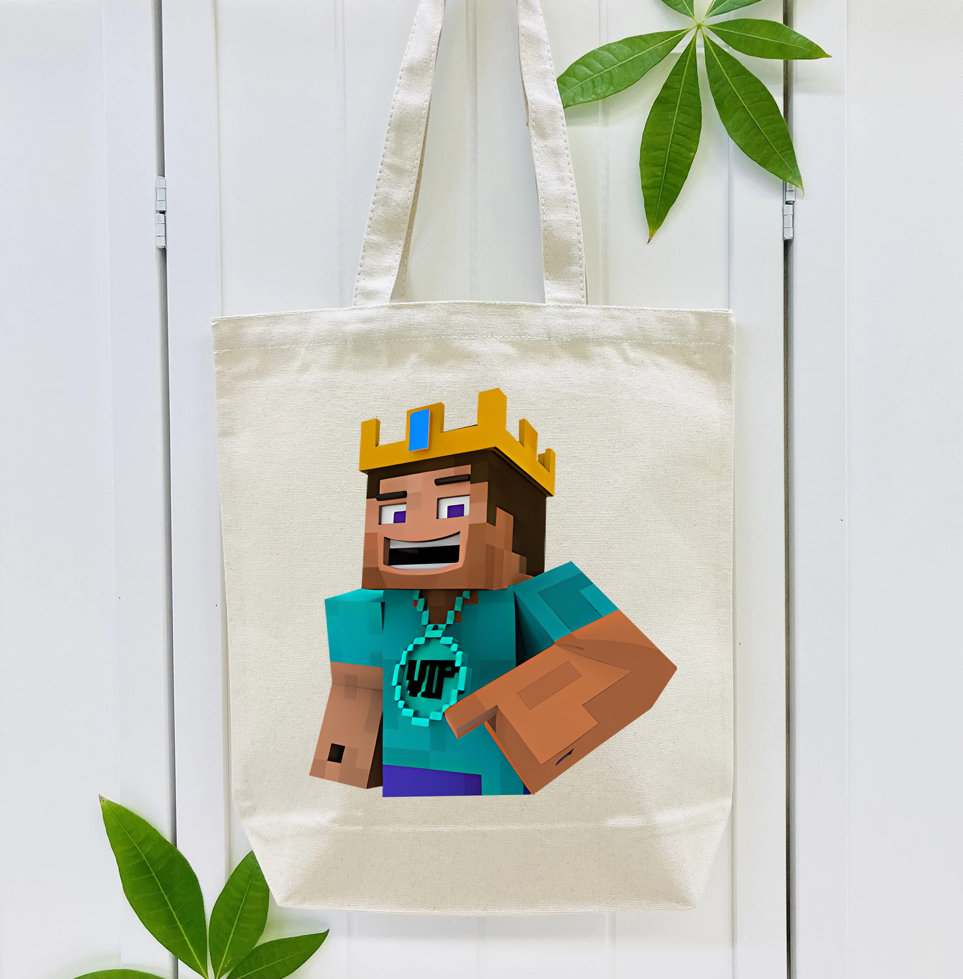 マインクラフト ブロックの世界 Minecraft MC Block world 縦型キャンバス生地手提げバッグ　トートバッグ