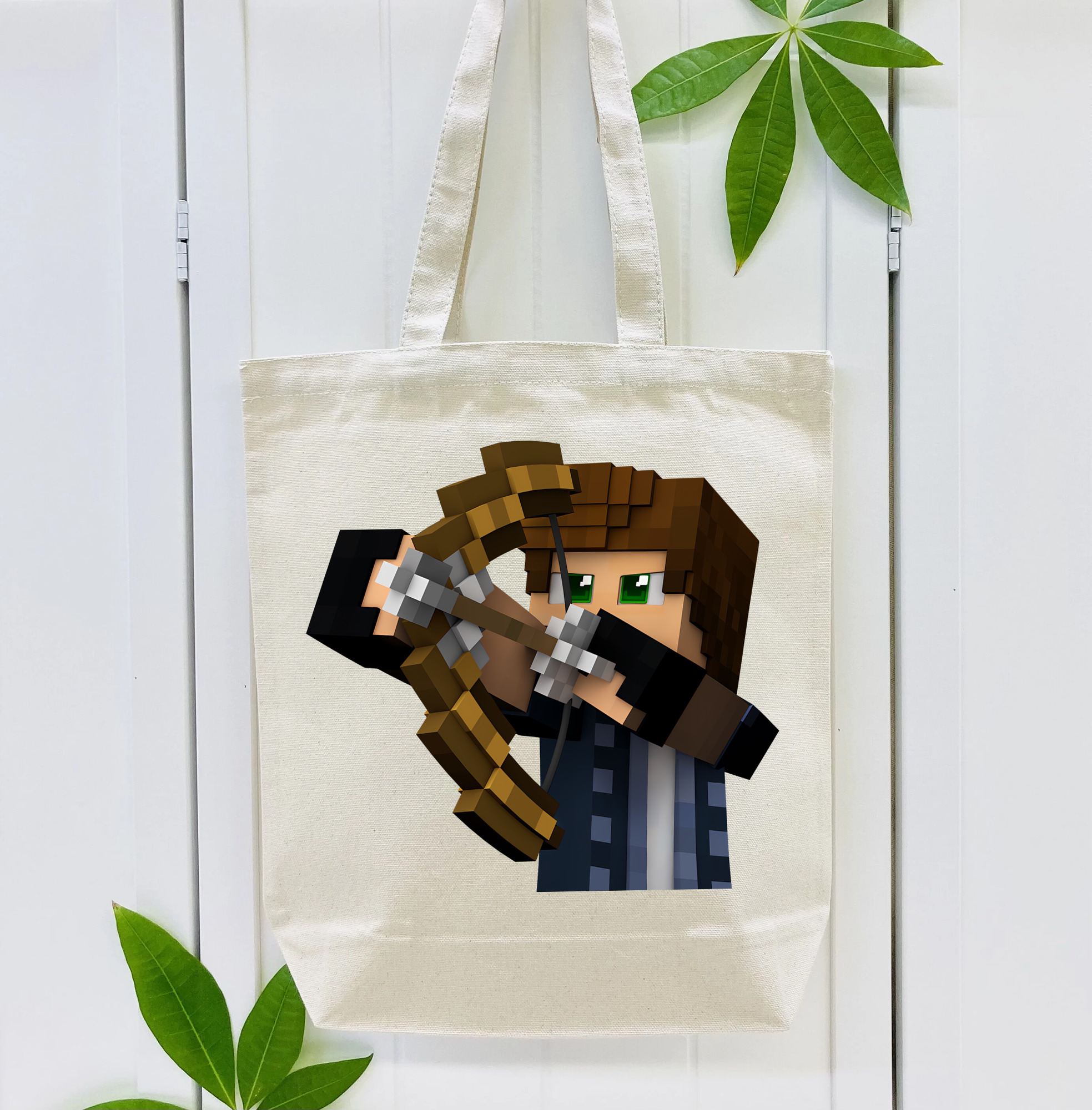 マインクラフト ブロックの世界 Minecraft MC Block world 縦型キャンバス生地手提げバッグ　トートバッグ