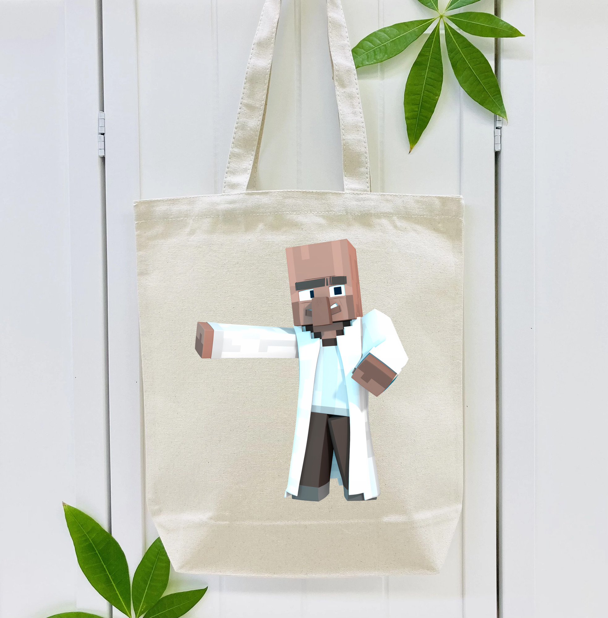 マインクラフト ブロックの世界 Minecraft MC Block world 縦型キャンバス生地手提げバッグ　トートバッグ