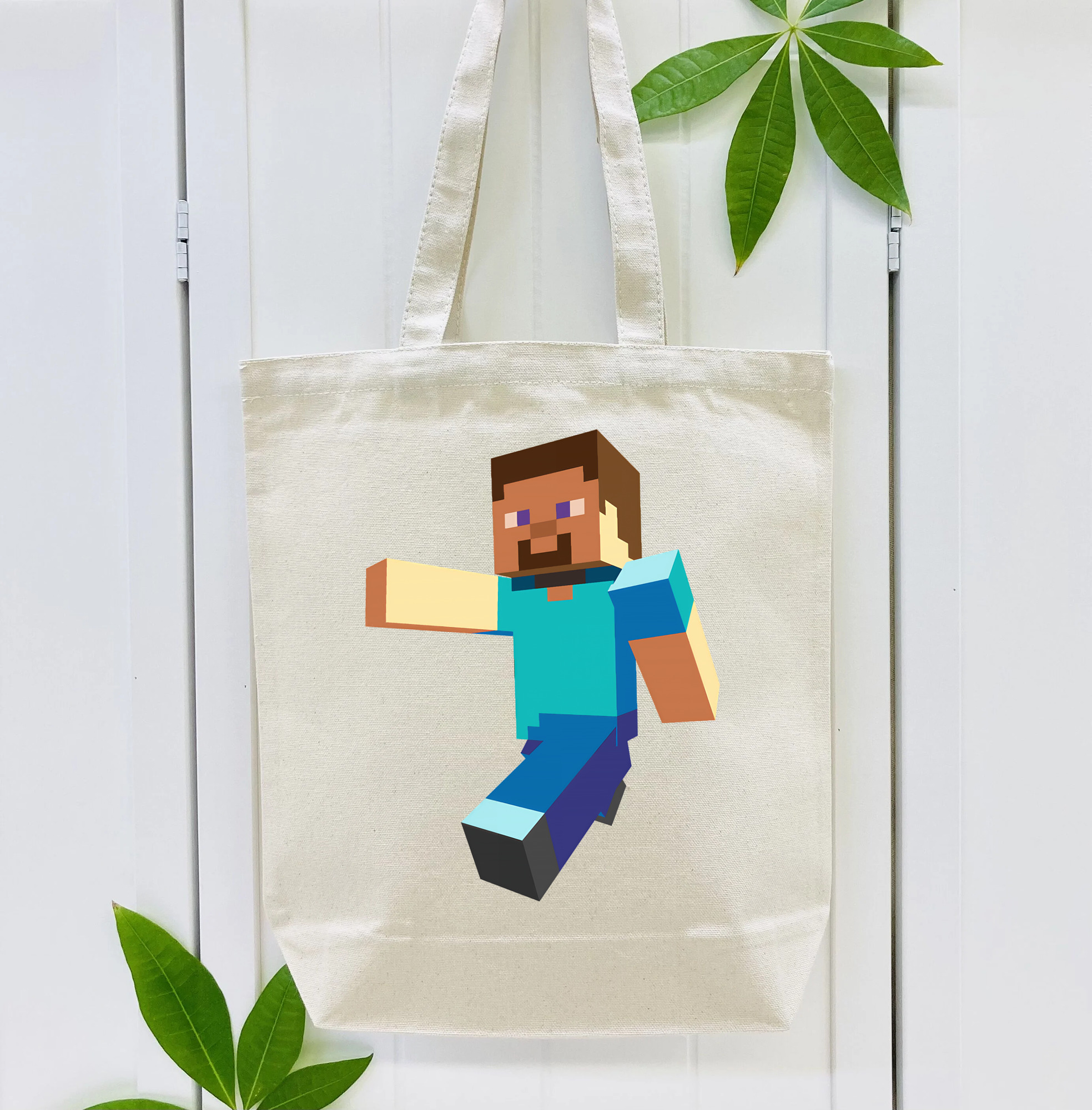 マインクラフト ブロックの世界 Minecraft MC Block world 縦型キャンバス生地手提げバッグ　トートバッグ