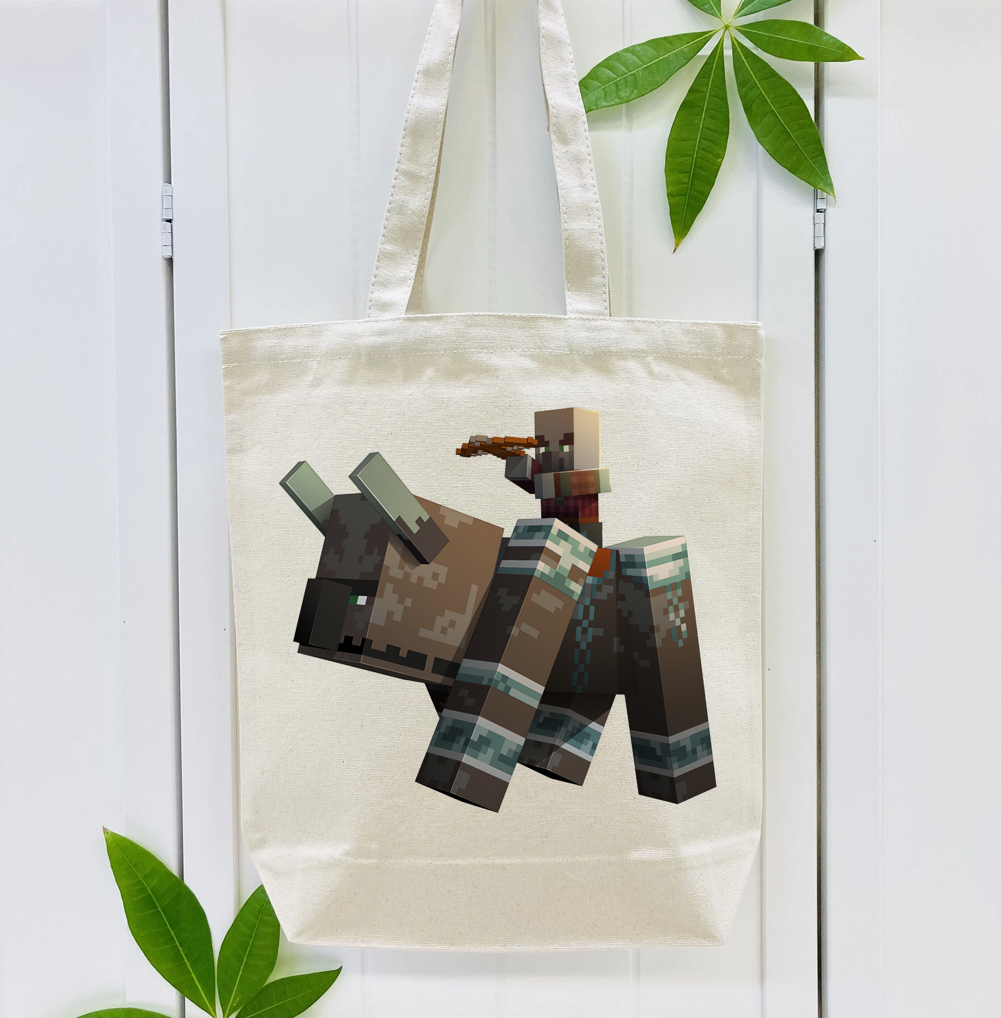 マインクラフト ブロックの世界 Minecraft MC Block world 縦型キャンバス生地手提げバッグ　トートバッグ