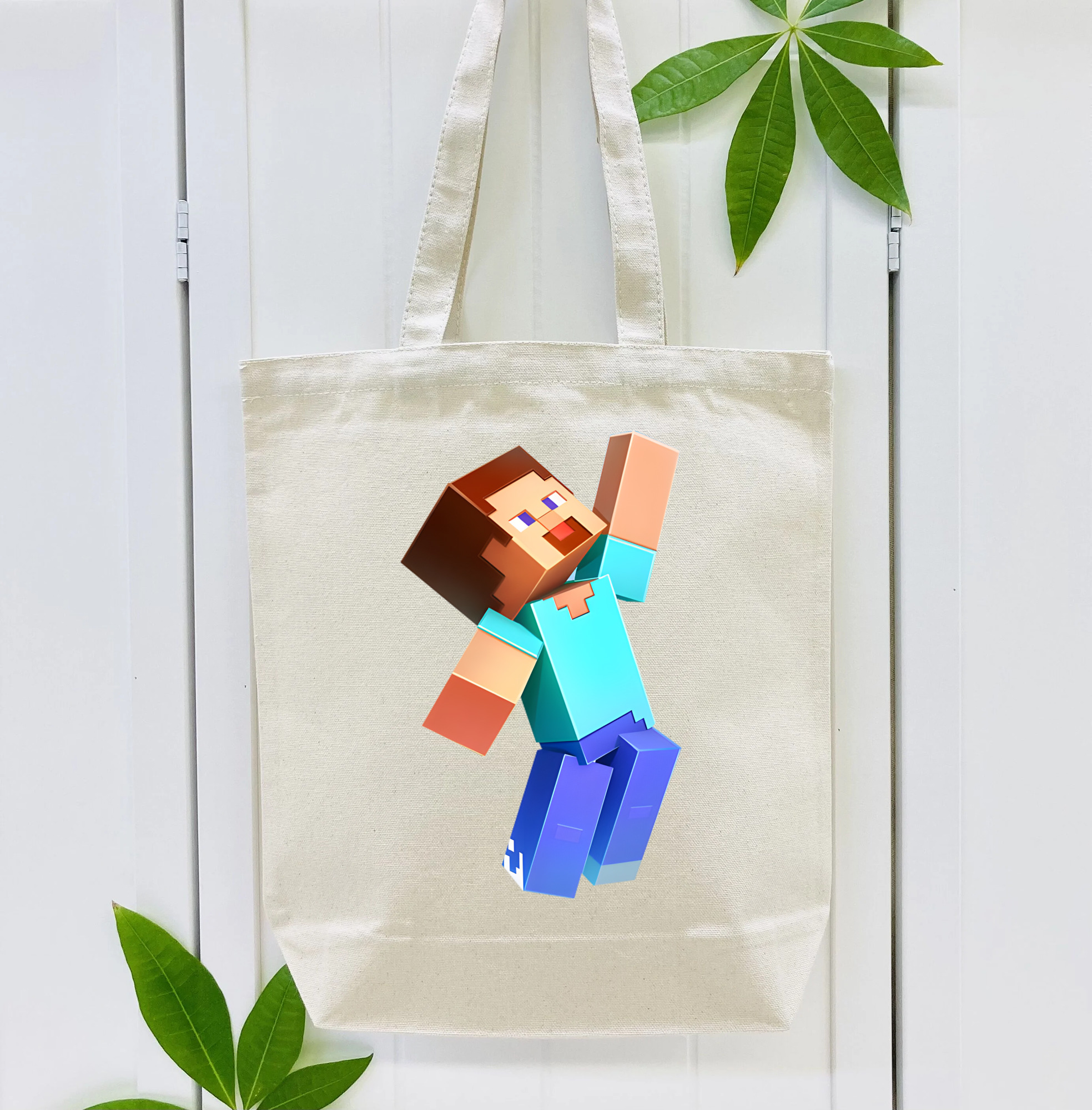 マインクラフト ブロックの世界 Minecraft MC Block world 縦型キャンバス生地手提げバッグ　トートバッグ