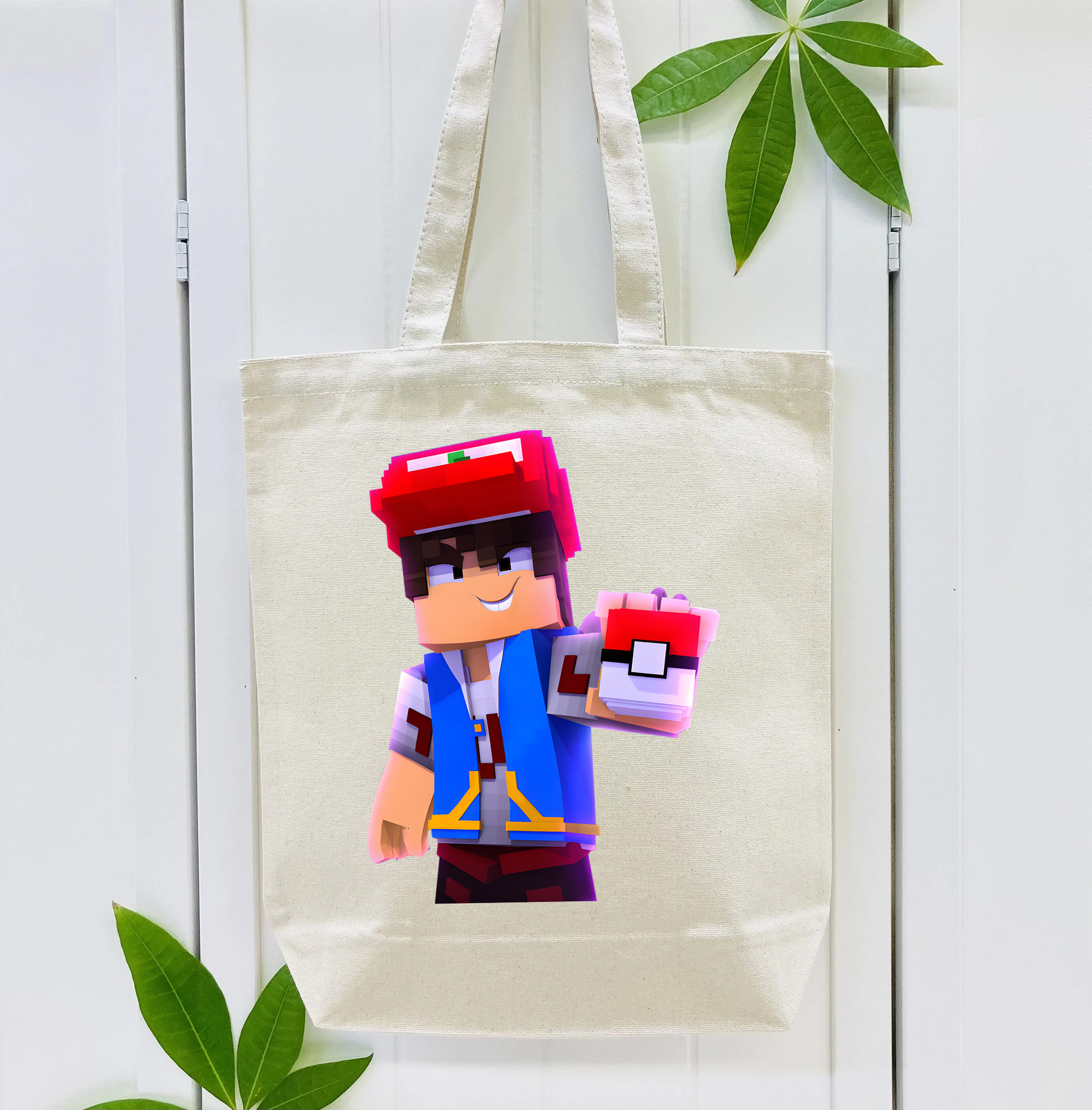 マインクラフト ブロックの世界 Minecraft MC Block world 縦型キャンバス生地手提げバッグ　トートバッグ