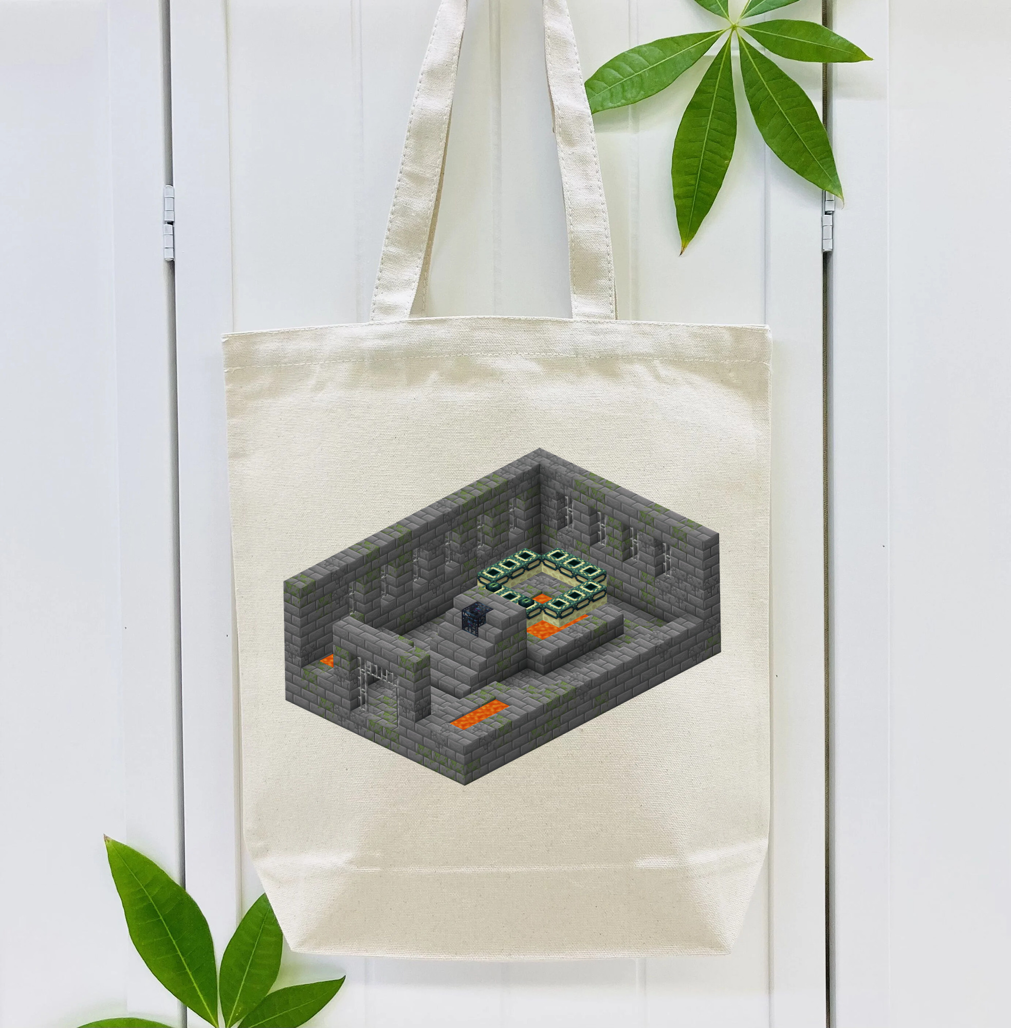 マインクラフト ブロックの世界 Minecraft MC Block world 縦型キャンバス生地手提げバッグ　トートバッグ