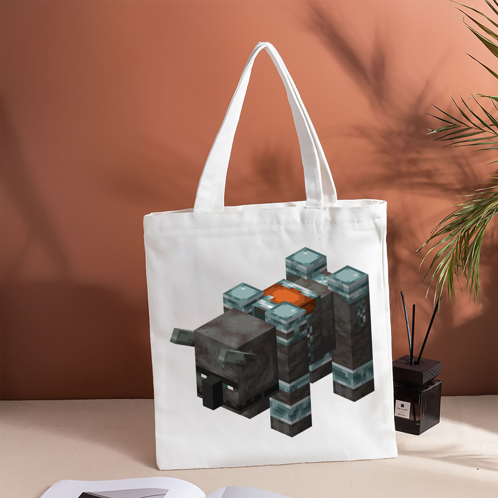 マインクラフト ブロックの世界 Minecraft MC Block world 縦型キャンバス生地手提げバッグ　トートバッグ