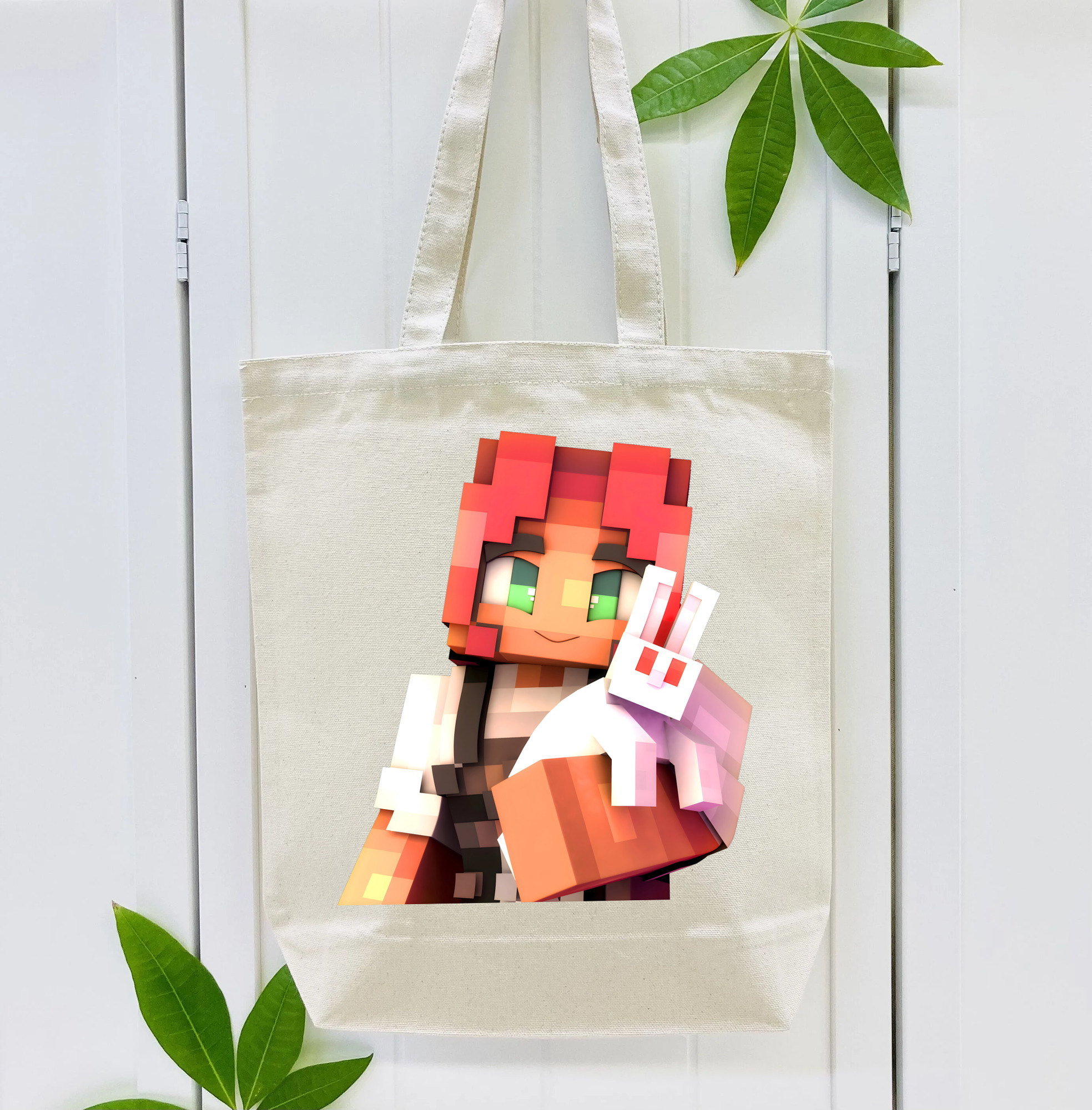 マインクラフト ブロックの世界 Minecraft MC Block world 縦型キャンバス生地手提げバッグ　トートバッグ
