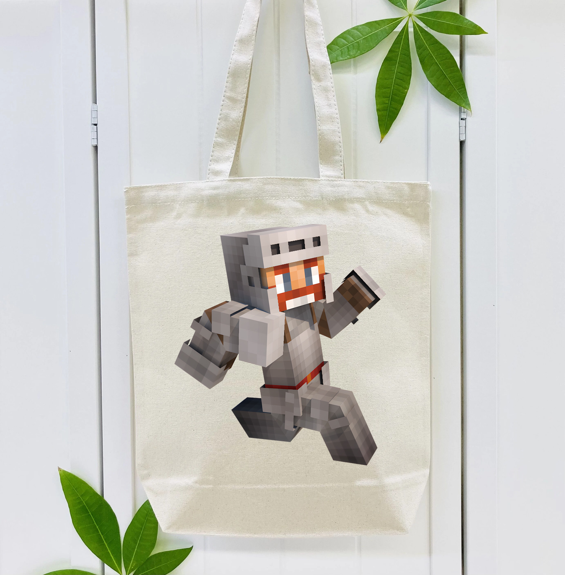マインクラフト ブロックの世界 Minecraft MC Block world 縦型キャンバス生地手提げバッグ　トートバッグ