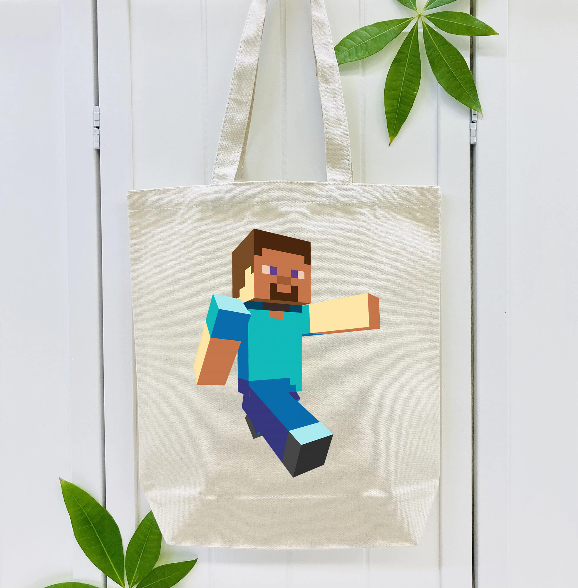 マインクラフト ブロックの世界 Minecraft MC Block world 縦型キャンバス生地手提げバッグ　トートバッグ