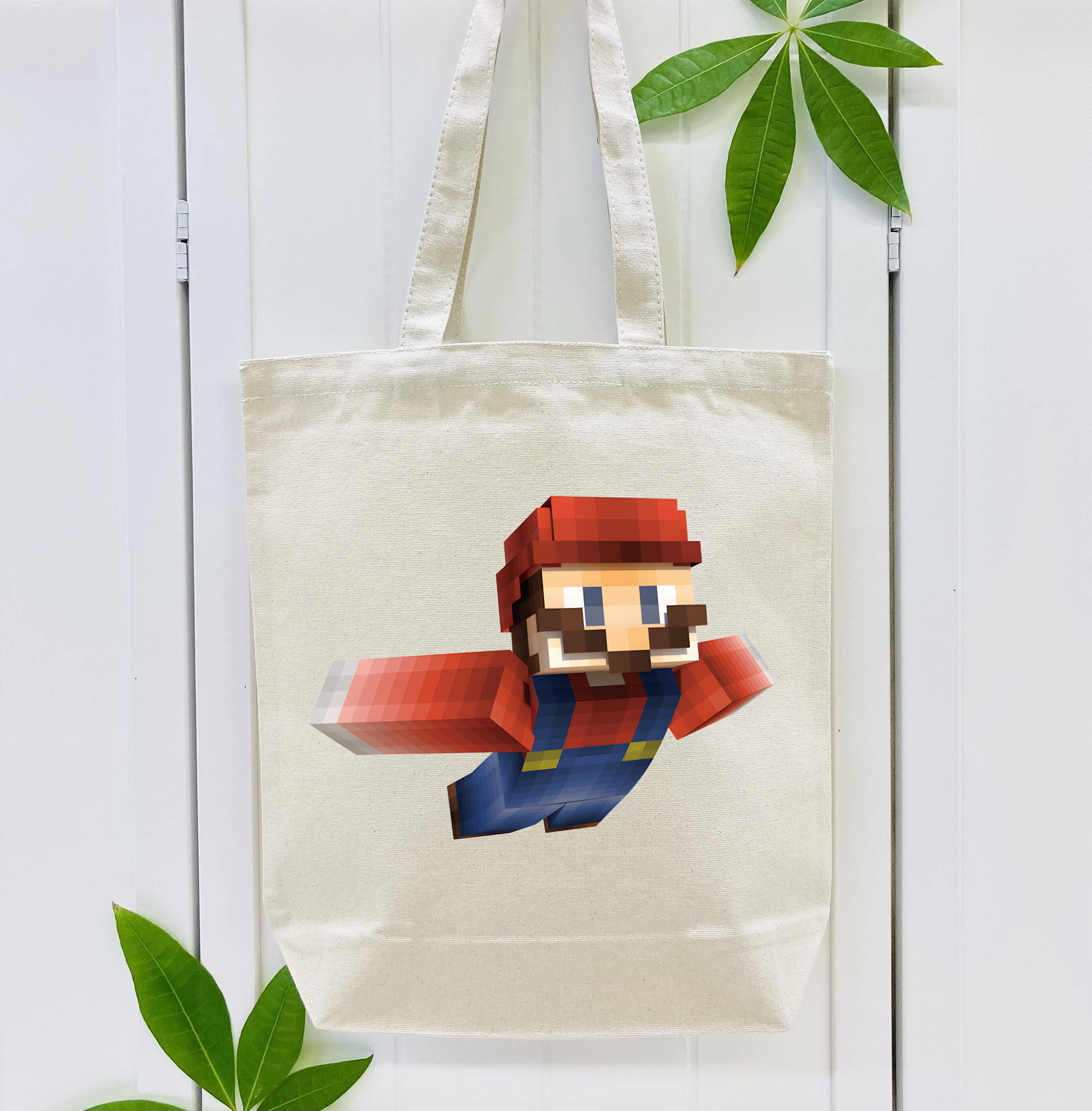 マインクラフト ブロックの世界 Minecraft MC Block world 縦型キャンバス生地手提げバッグ　トートバッグ