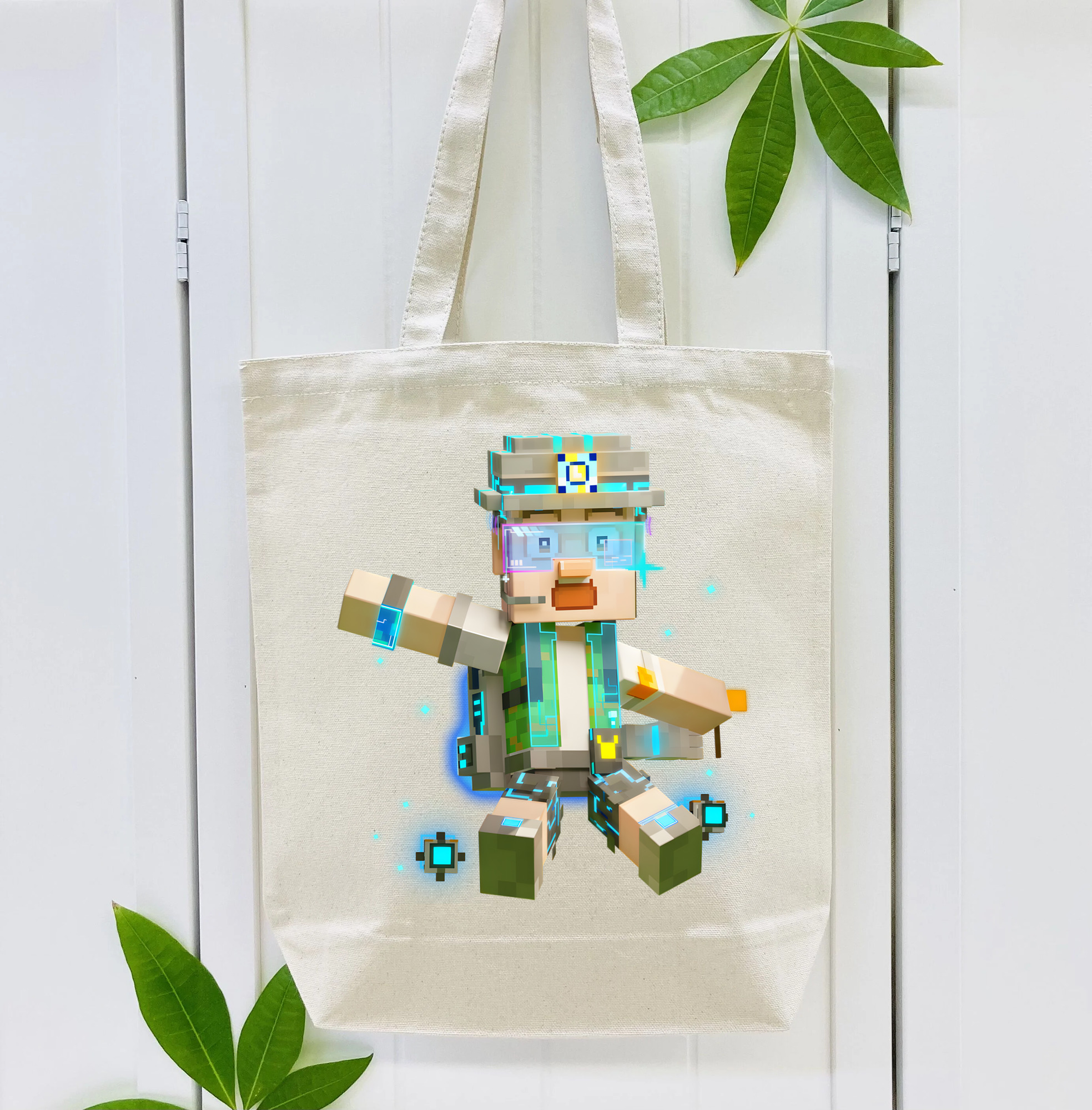 マインクラフト ブロックの世界 Minecraft MC Block world 縦型キャンバス生地手提げバッグ　トートバッグ