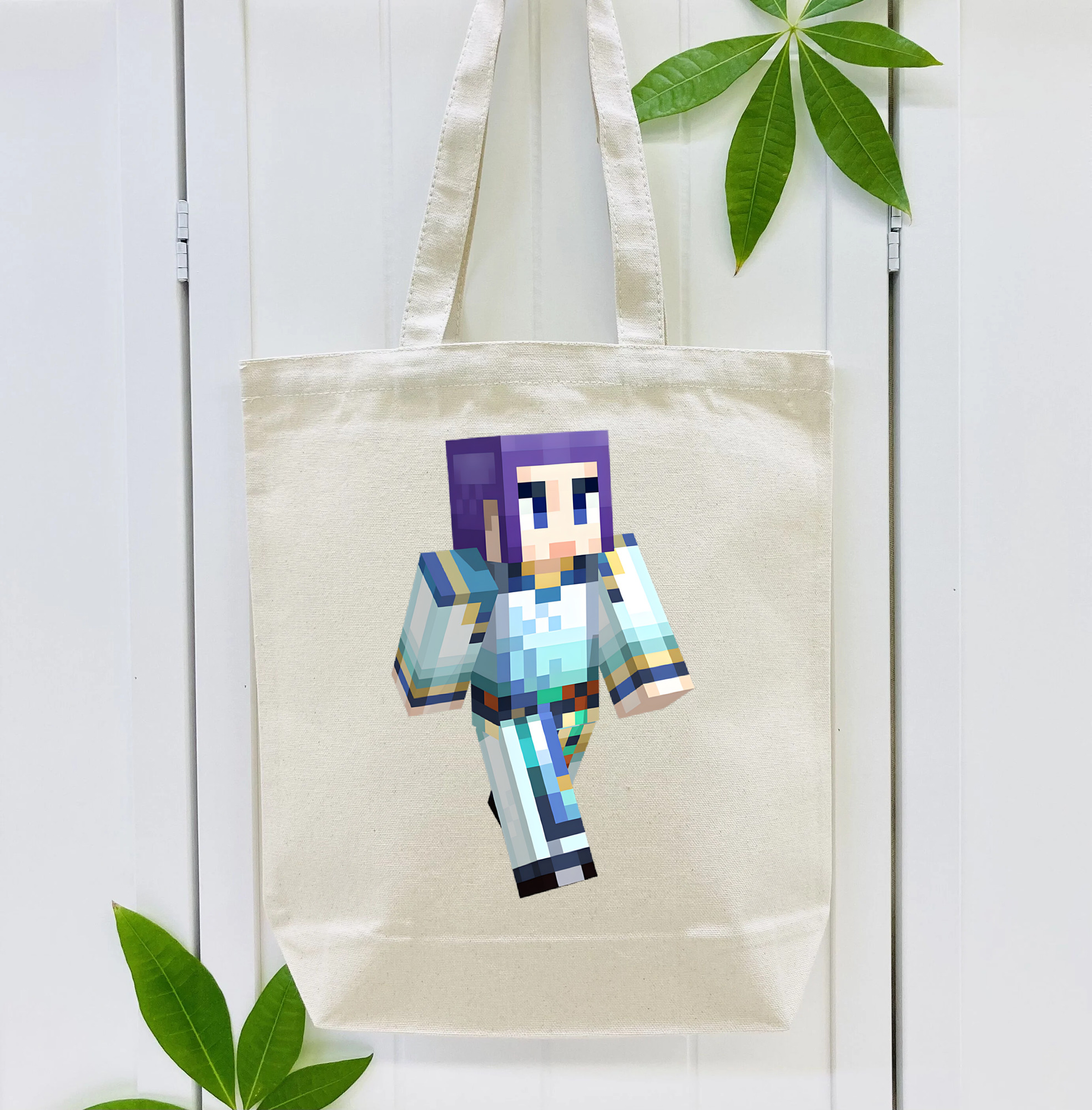 マインクラフト ブロックの世界 Minecraft MC Block world 縦型キャンバス生地手提げバッグ　トートバッグ