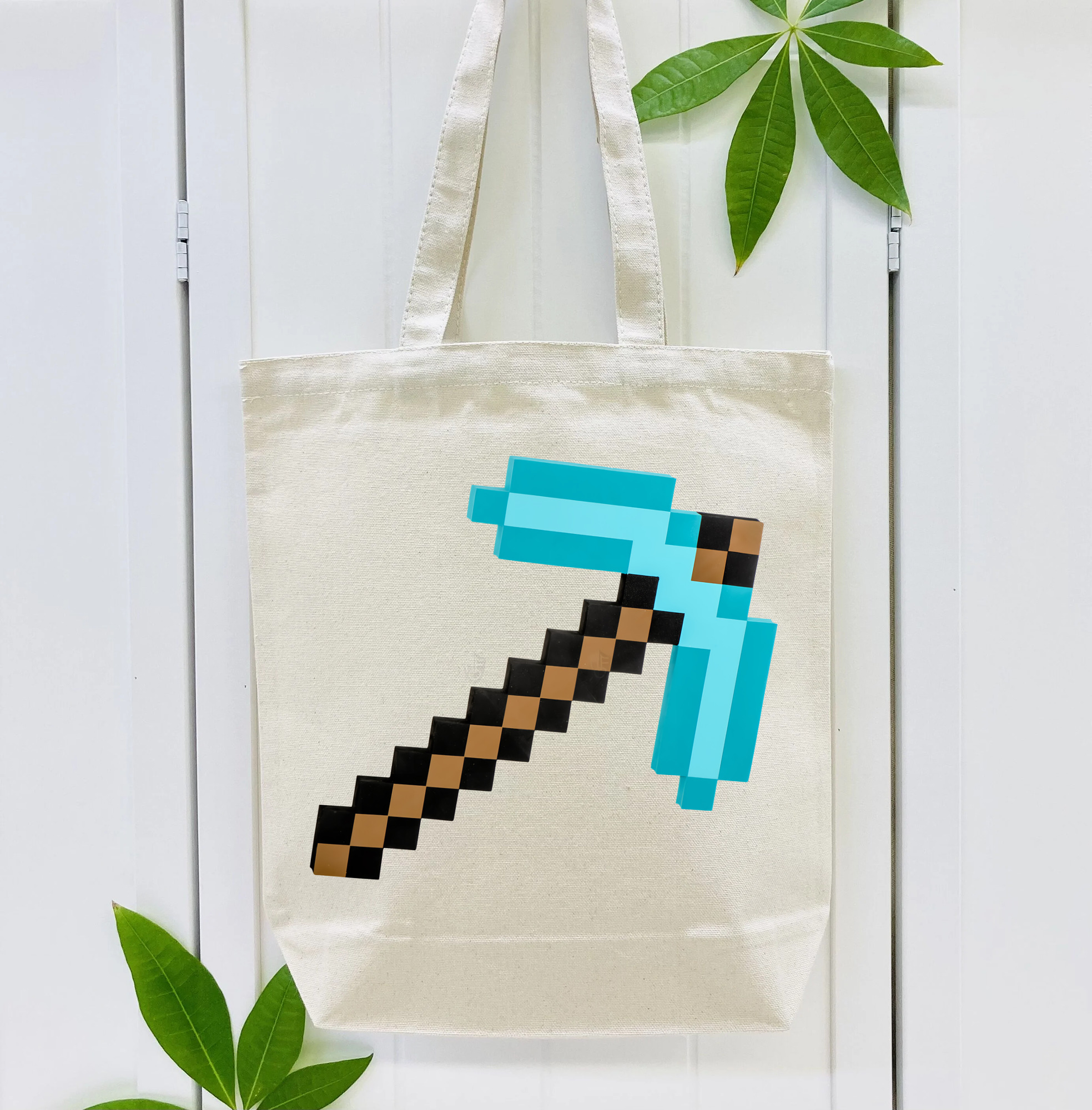マインクラフト ブロックの世界 Minecraft MC Block world 縦型キャンバス生地手提げバッグ　トートバッグ