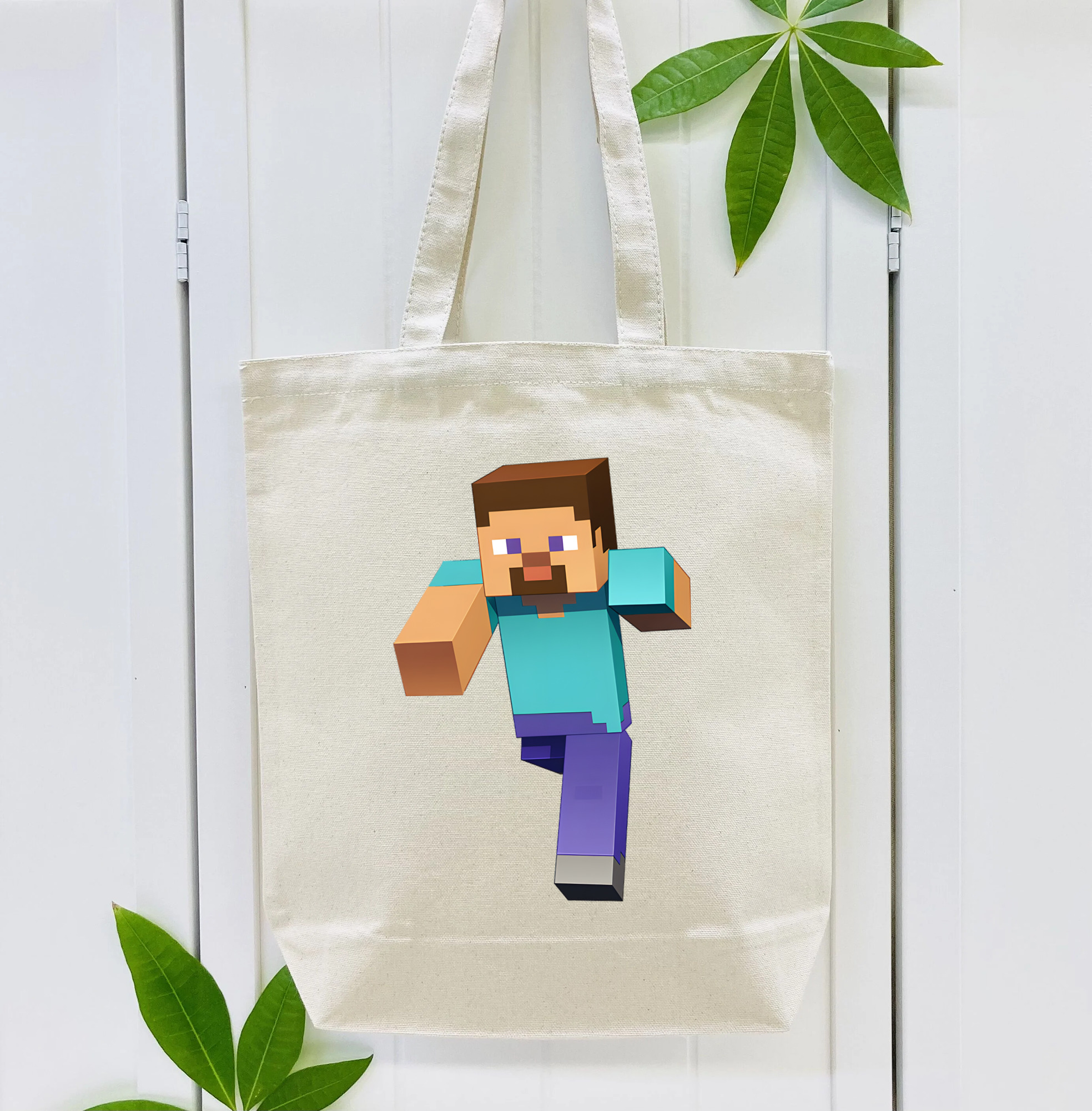 マインクラフト ブロックの世界 Minecraft MC Block world 縦型キャンバス生地手提げバッグ　トートバッグ
