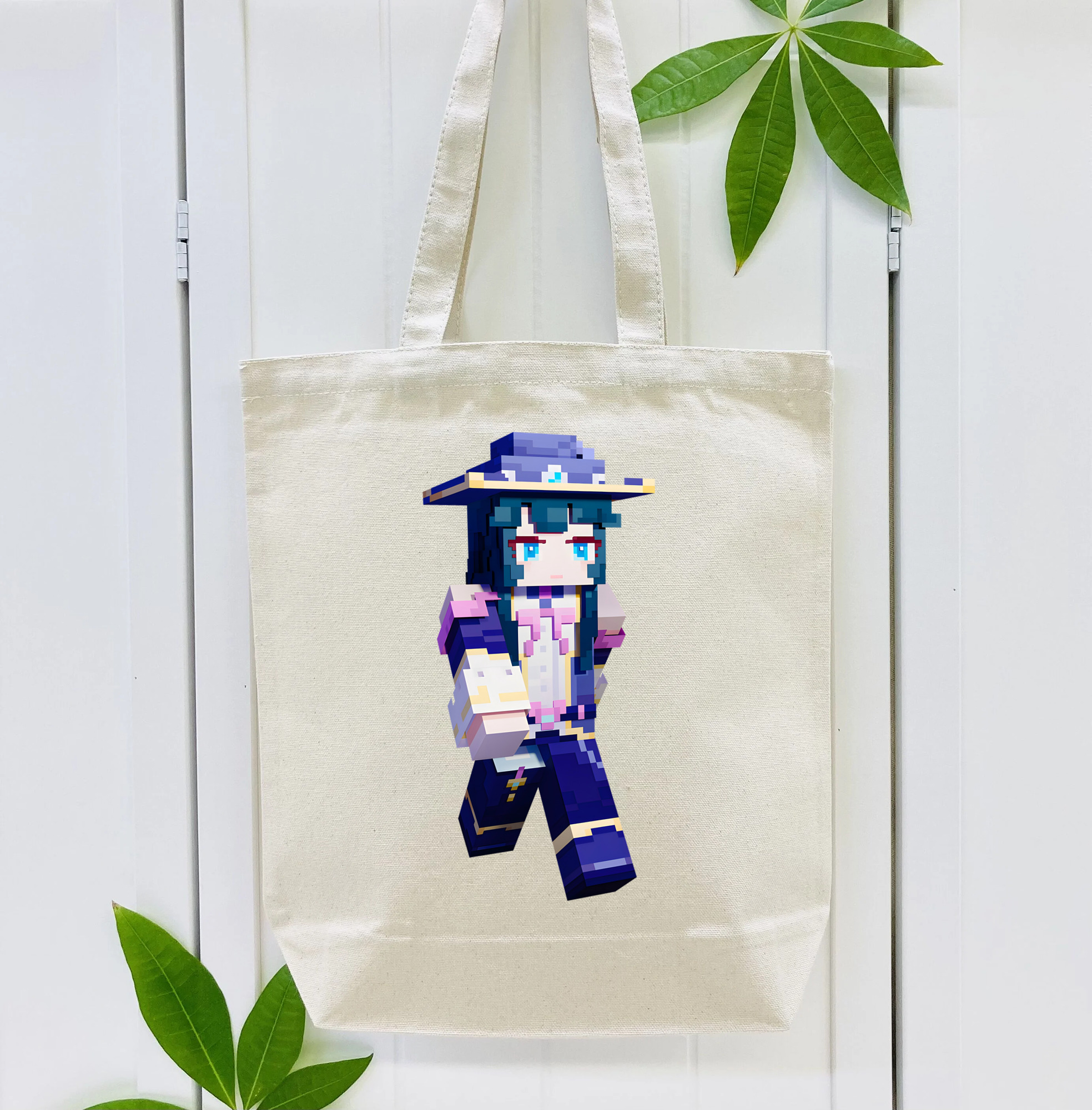 マインクラフト ブロックの世界 Minecraft MC Block world 縦型キャンバス生地手提げバッグ　トートバッグ