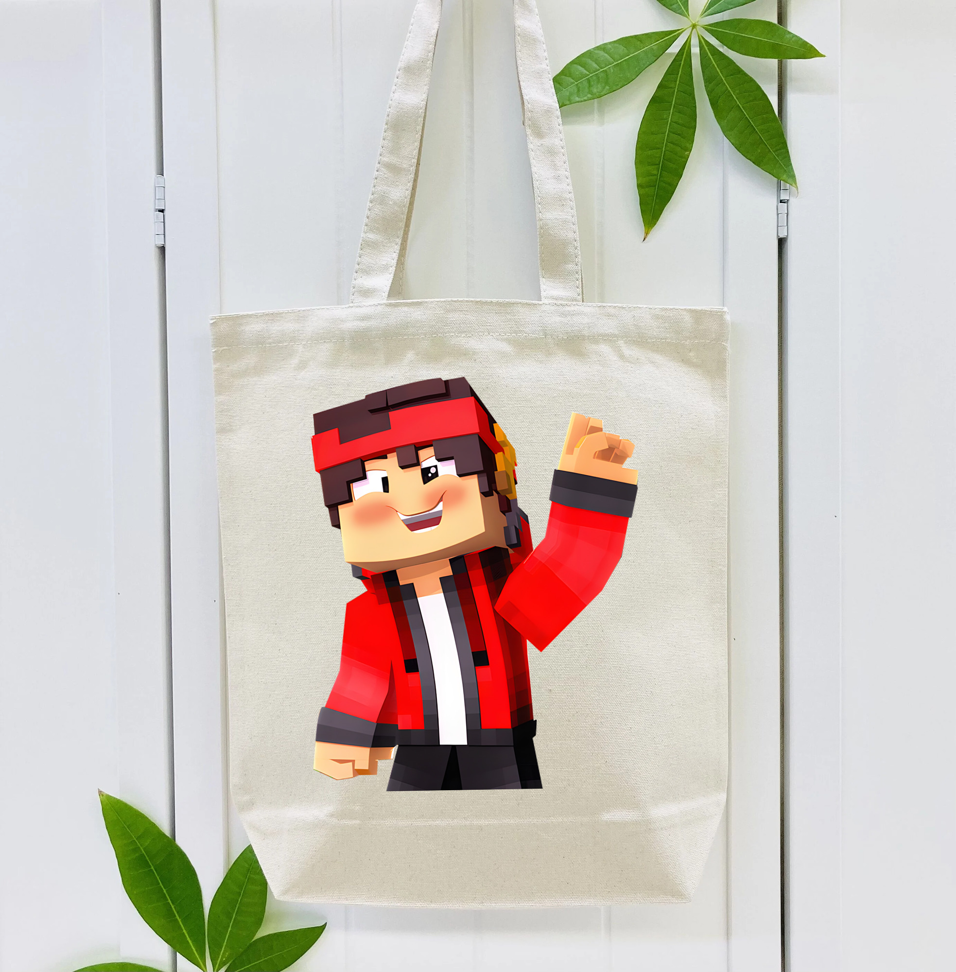 マインクラフト ブロックの世界 Minecraft MC Block world 縦型キャンバス生地手提げバッグ　トートバッグ