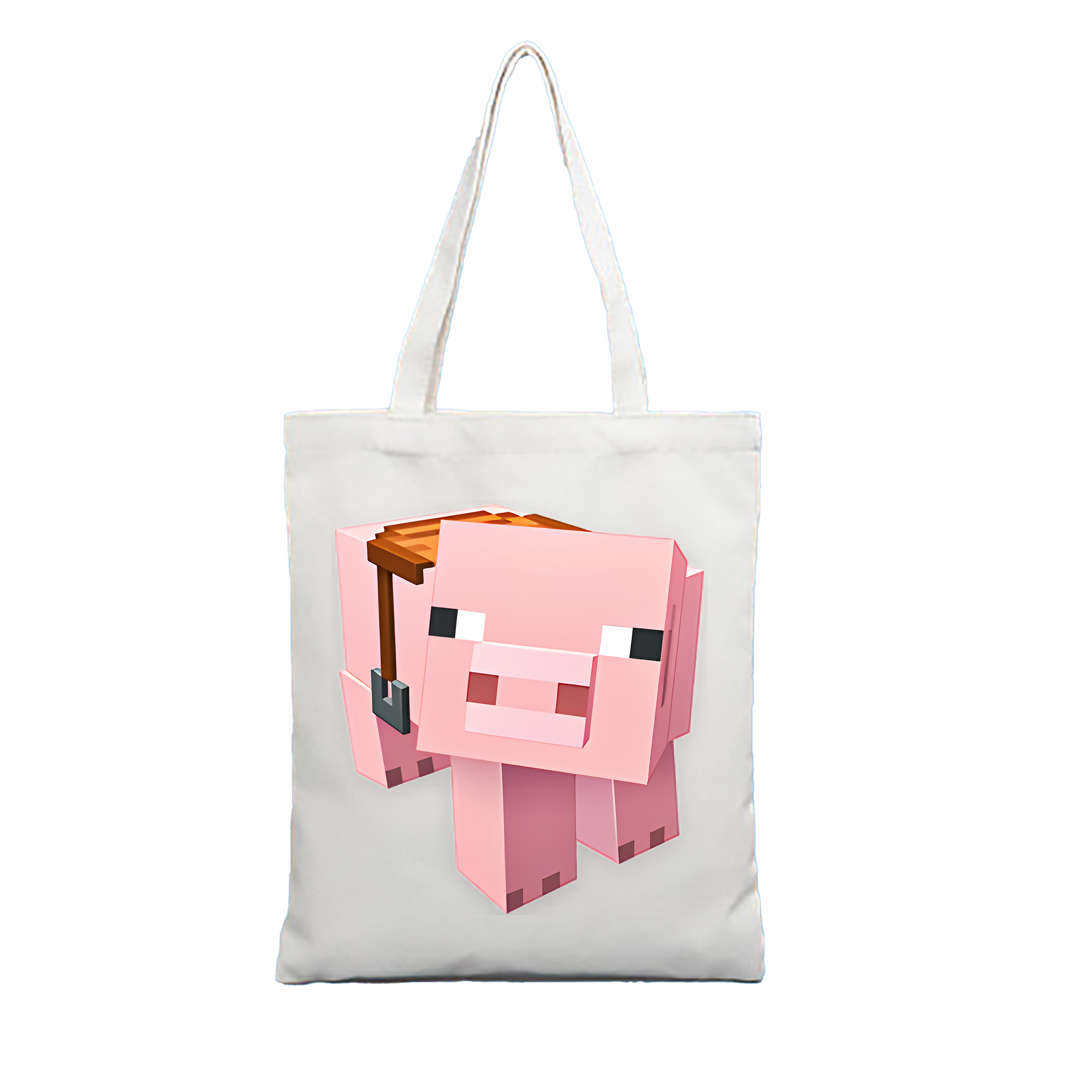 （画像用） マインクラフト ブロックの世界 Minecraft MC Block world 縦型キャンバス生地手提げバッグ　トートバッグ