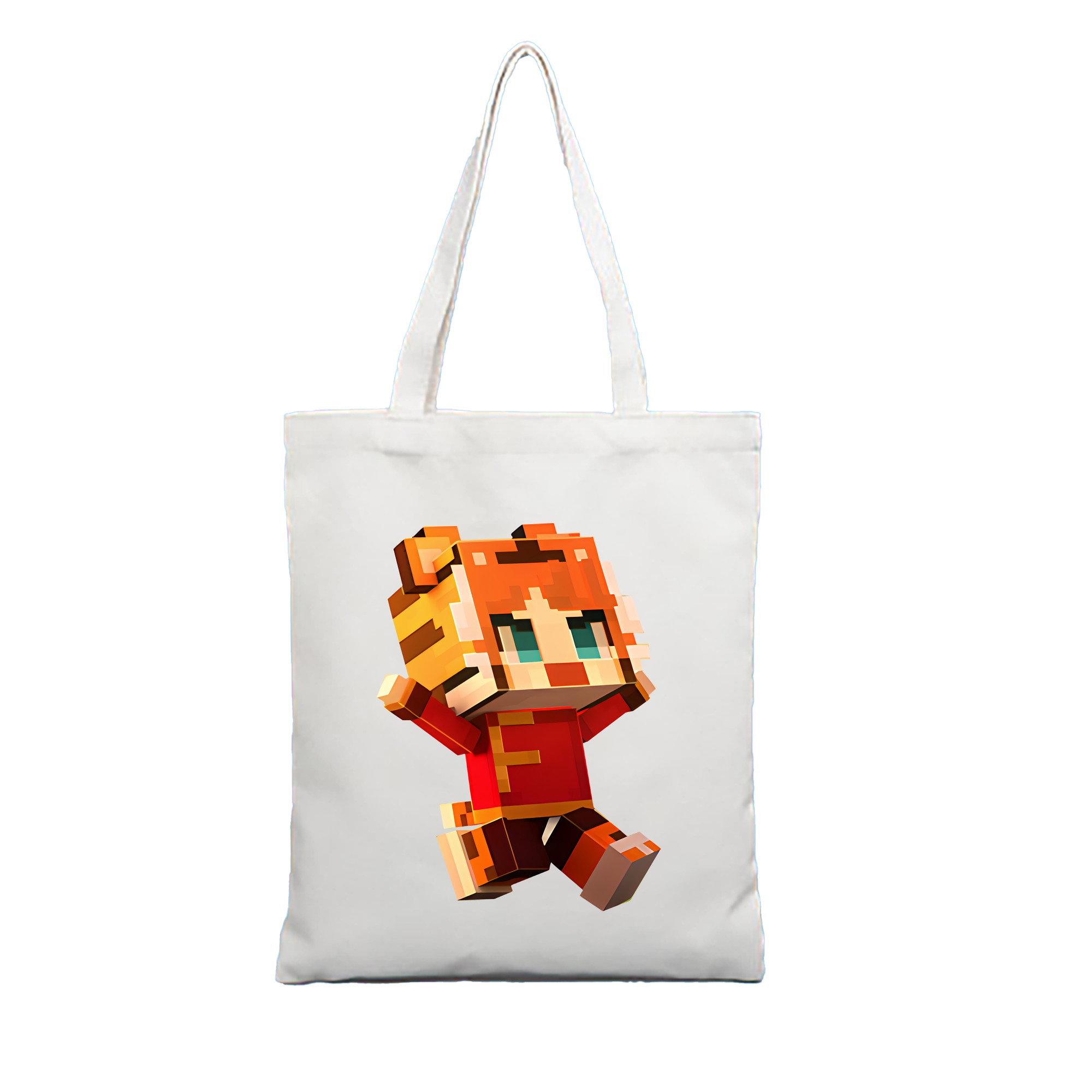 （画像用） マインクラフト ブロックの世界 Minecraft MC Block world 縦型キャンバス生地手提げバッグ　トートバッグ