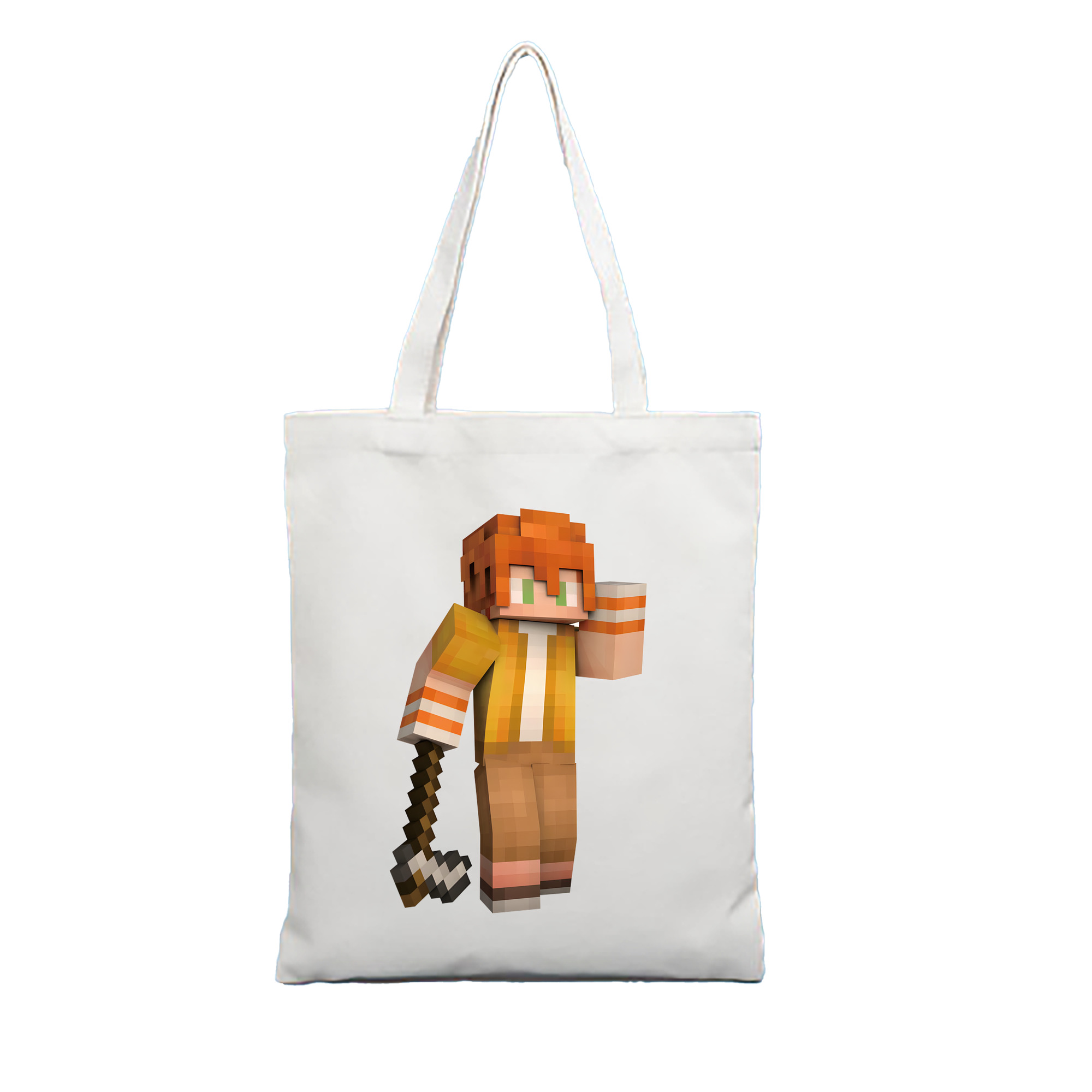 （画像用） マインクラフト ブロックの世界 Minecraft MC Block world 縦型キャンバス生地手提げバッグ　トートバッグ
