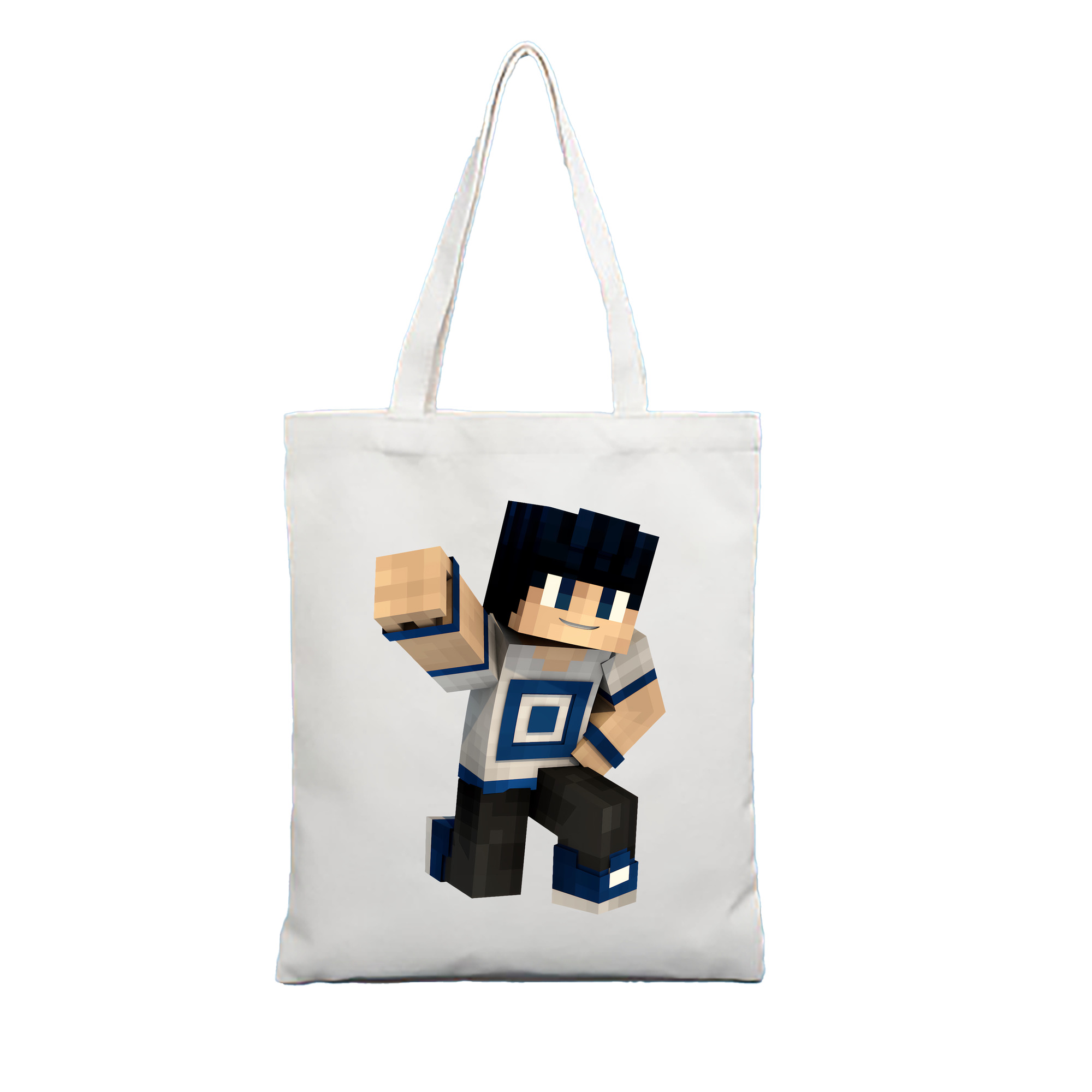 （画像用） マインクラフト ブロックの世界 Minecraft MC Block world 縦型キャンバス生地手提げバッグ　トートバッグ