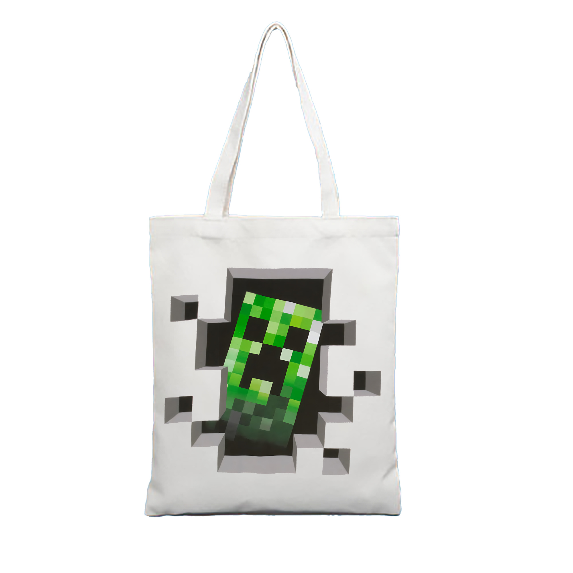 （画像用） マインクラフト ブロックの世界 Minecraft MC Block world 縦型キャンバス生地手提げバッグ　トートバッグ