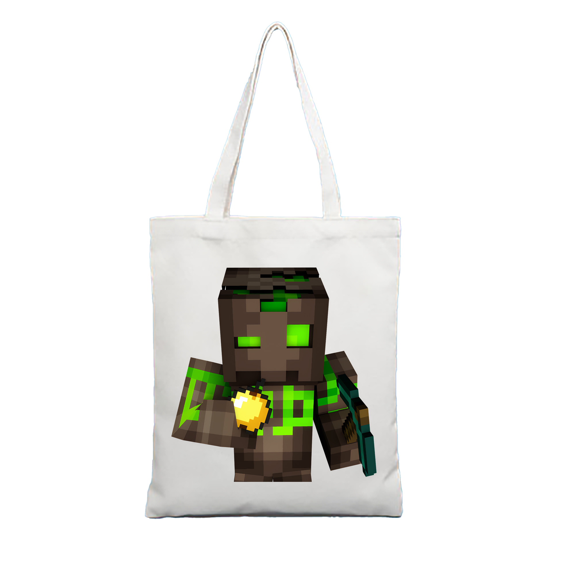 （画像用） マインクラフト ブロックの世界 Minecraft MC Block world 縦型キャンバス生地手提げバッグ　トートバッグ