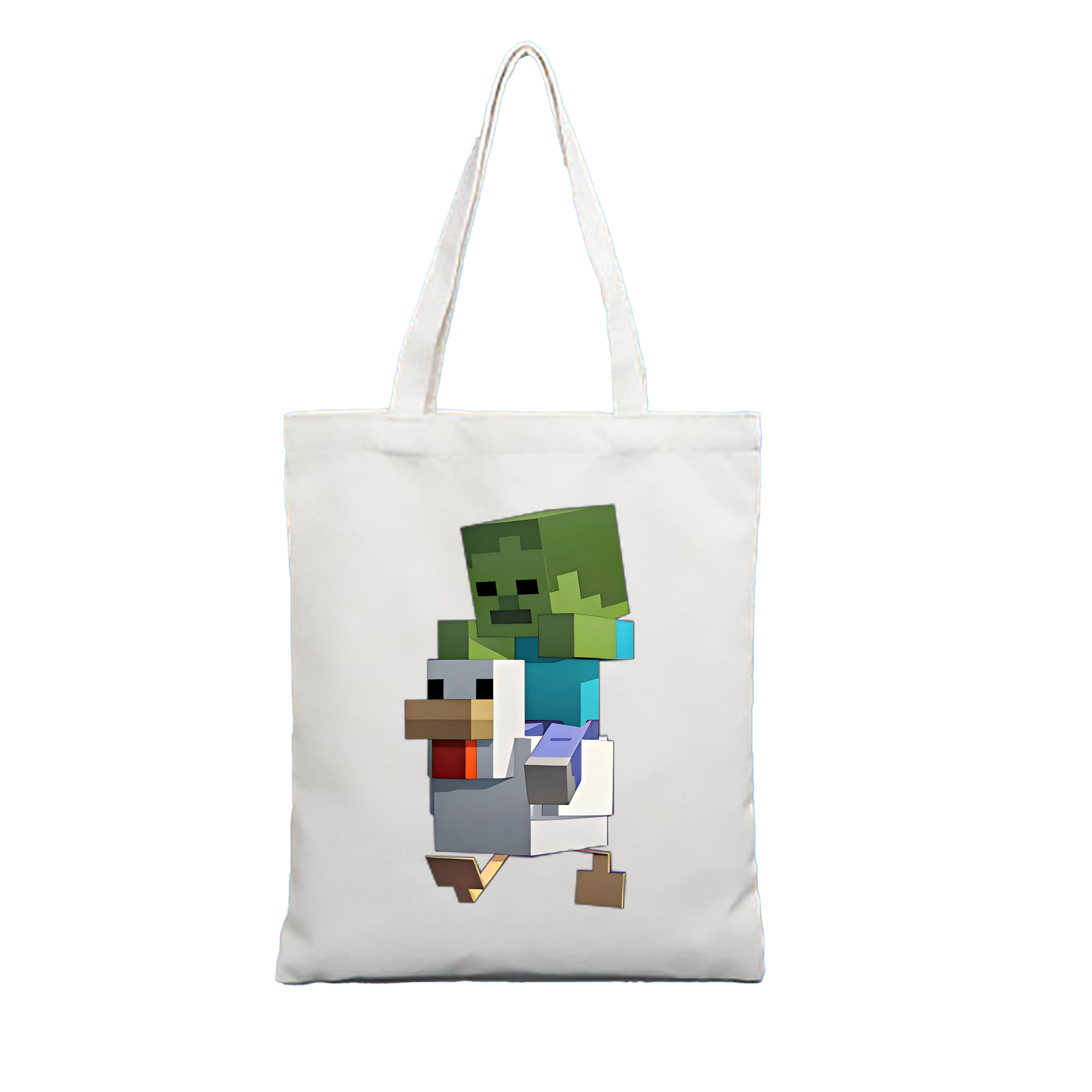 （画像用） マインクラフト ブロックの世界 Minecraft MC Block world 縦型キャンバス生地手提げバッグ　トートバッグ